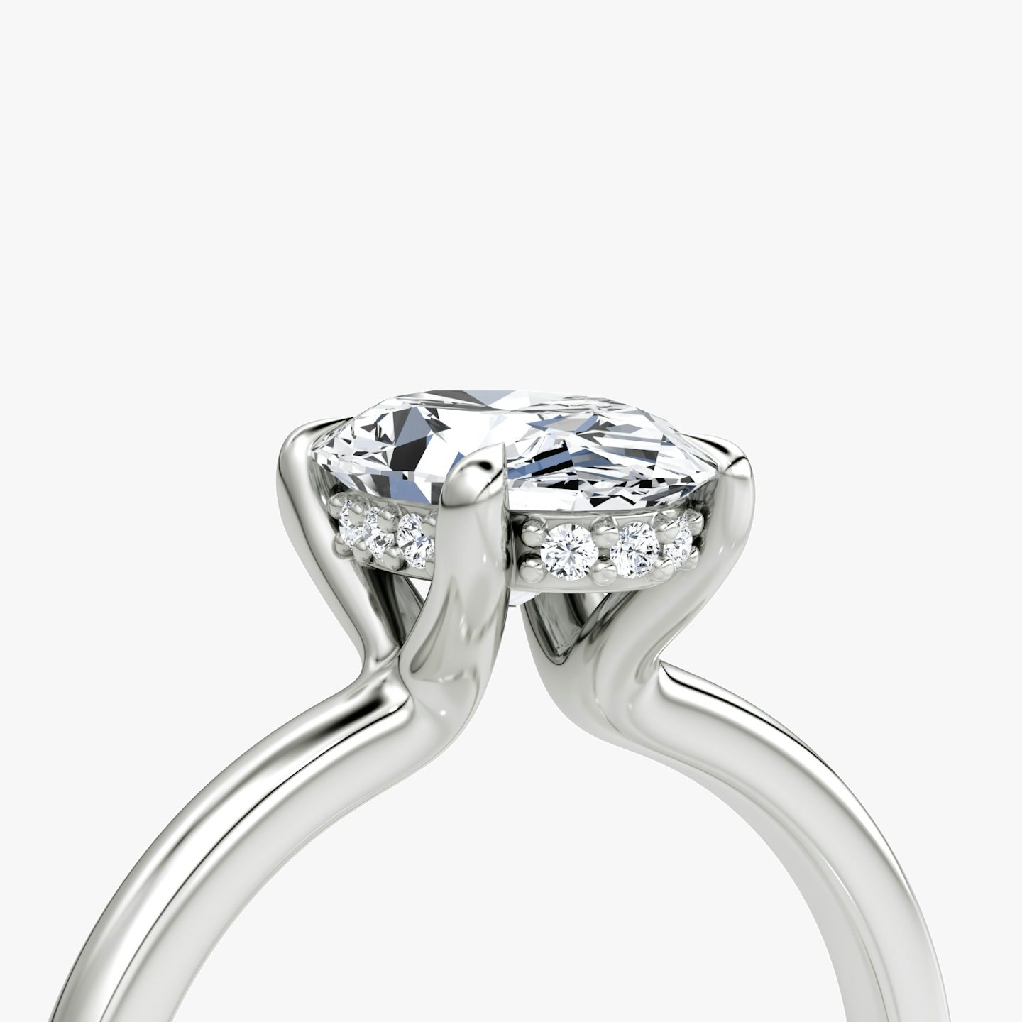 The Floating Solitaire | Oval | 18k | White Gold | bandAccent: Plain | diamondOrientation: vertical | caratWeight: other