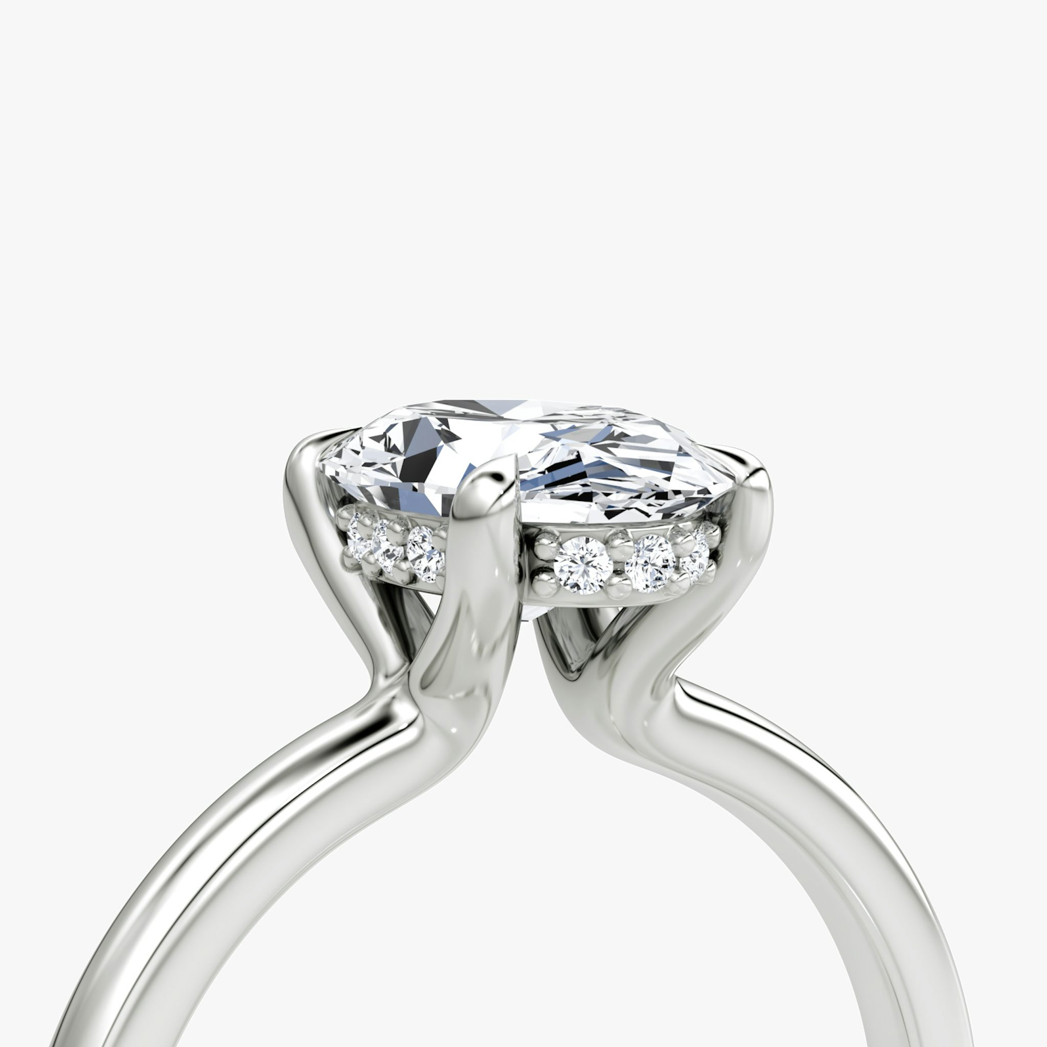 The Floating Solitaire | Oval | Platinum | bandAccent: Plain | diamondOrientation: vertical | caratWeight: other