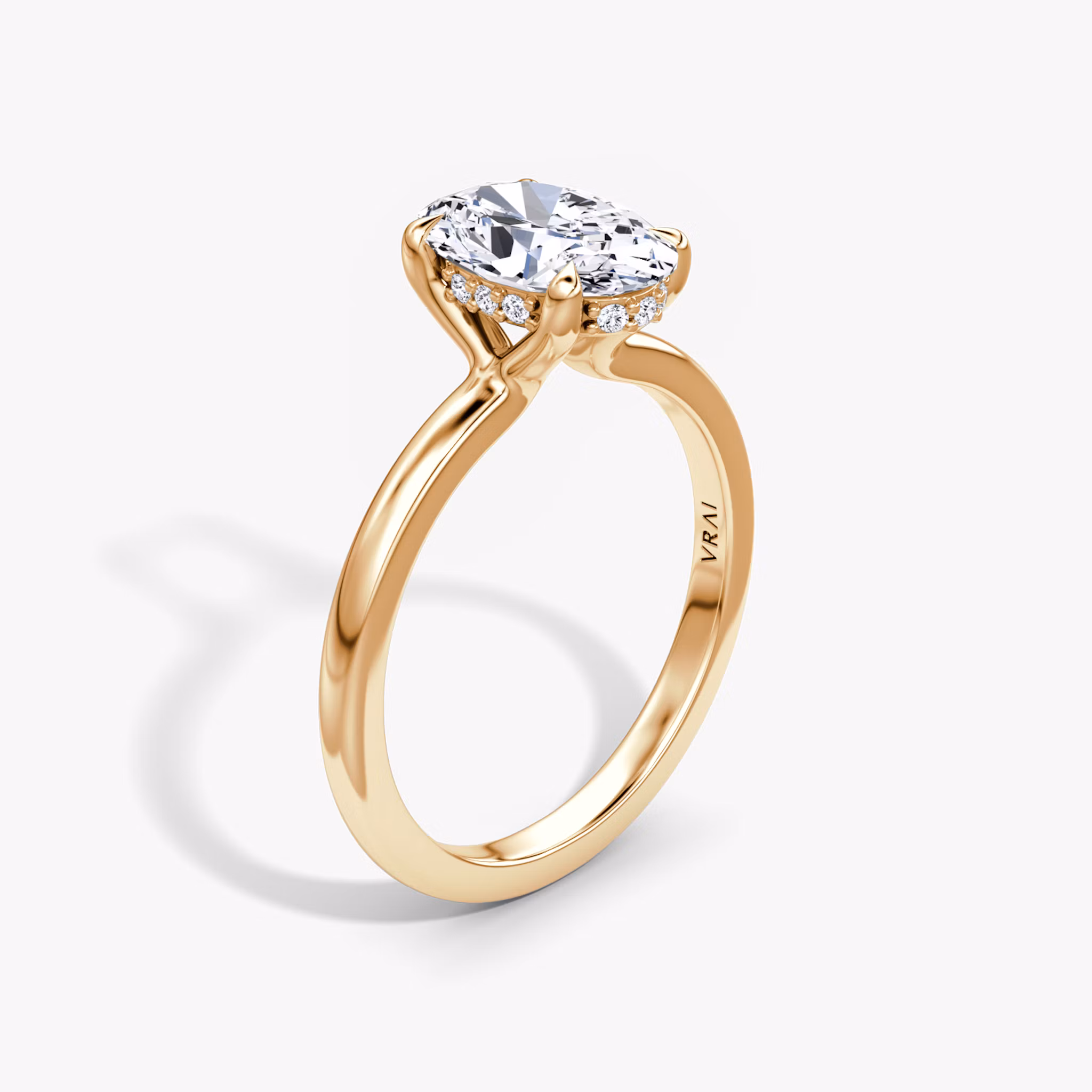 Floating Solitaire Oval | Rose Gold