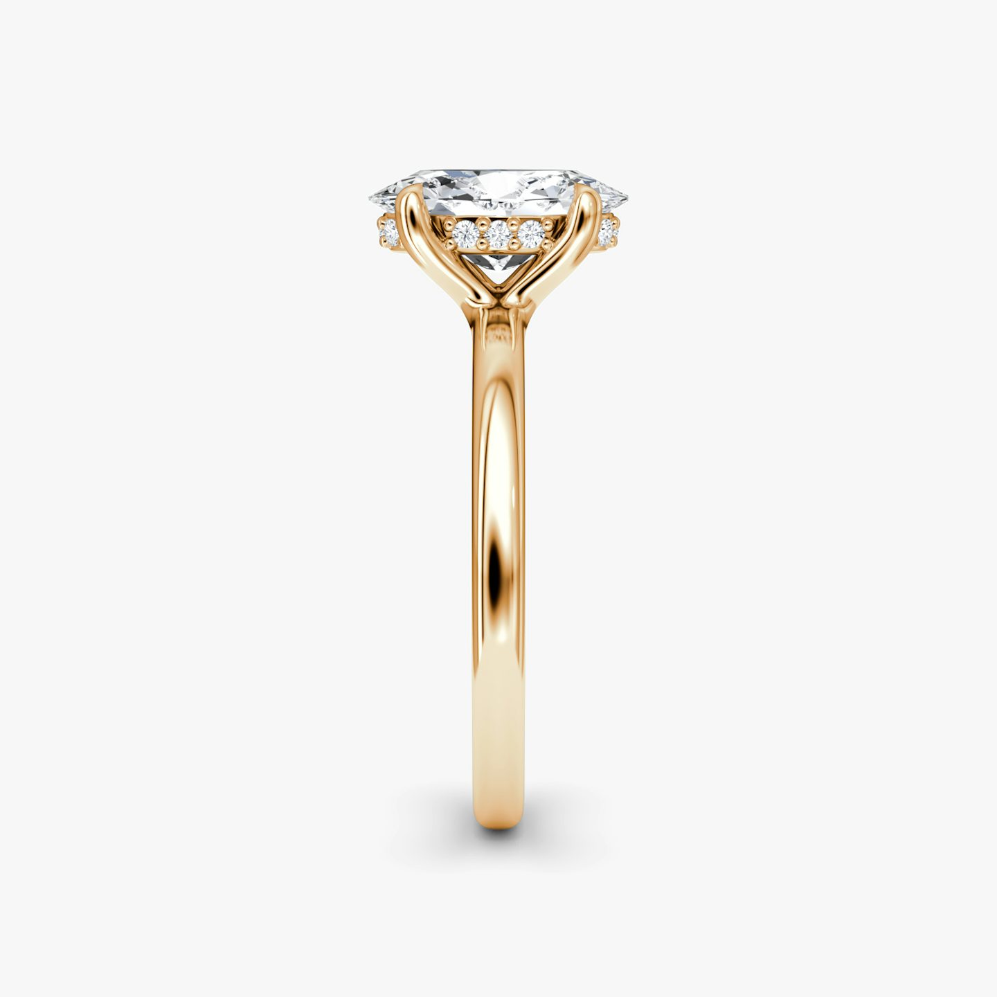 Anillo de compromiso Floating Solitaire | Oval | 14k | Oro rosa | bandAccent: Simple | diamondOrientation: vertical | caratWeight: other