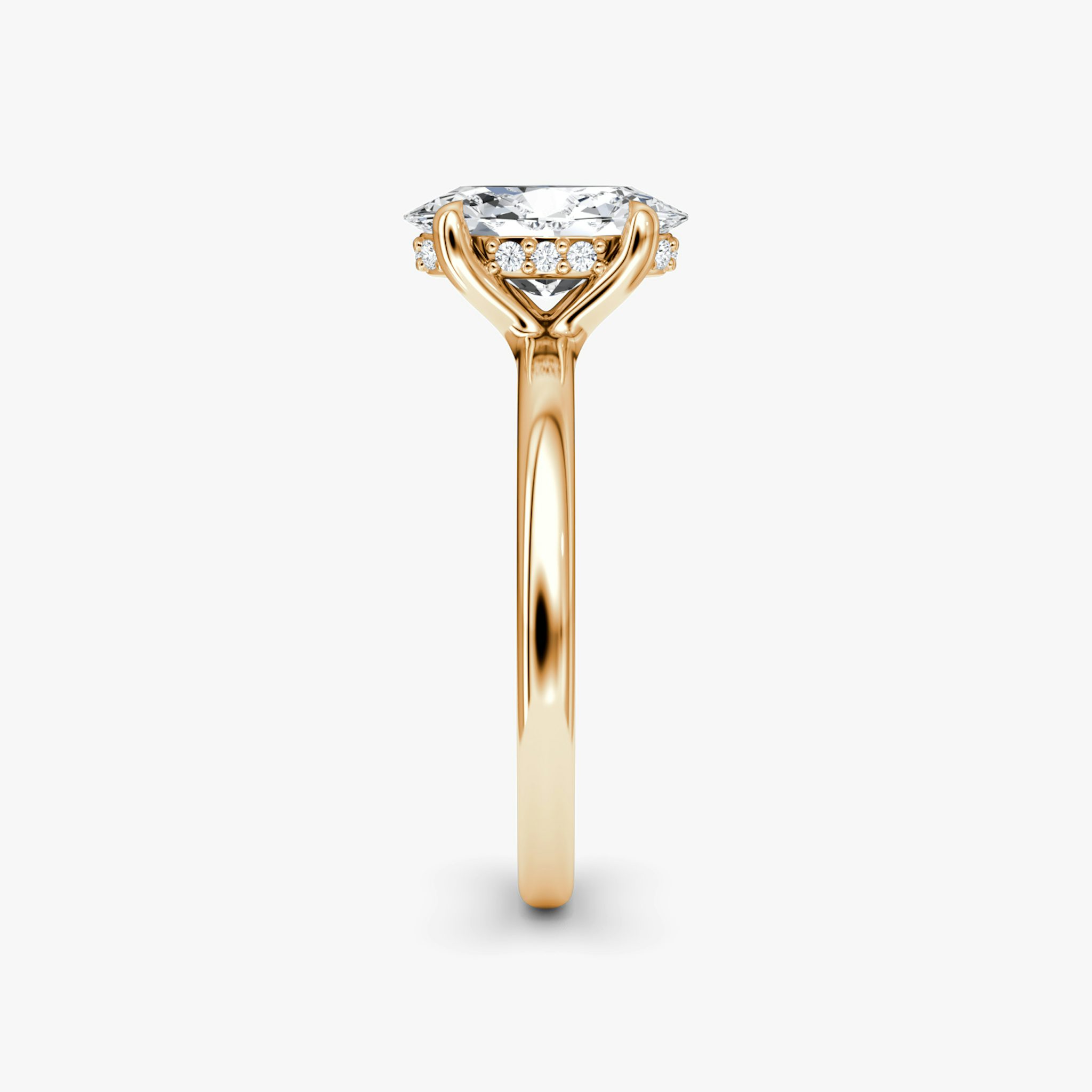The Floating Solitaire | Oval | 14k | Rose Gold | bandAccent: Plain | diamondOrientation: vertical | caratWeight: other