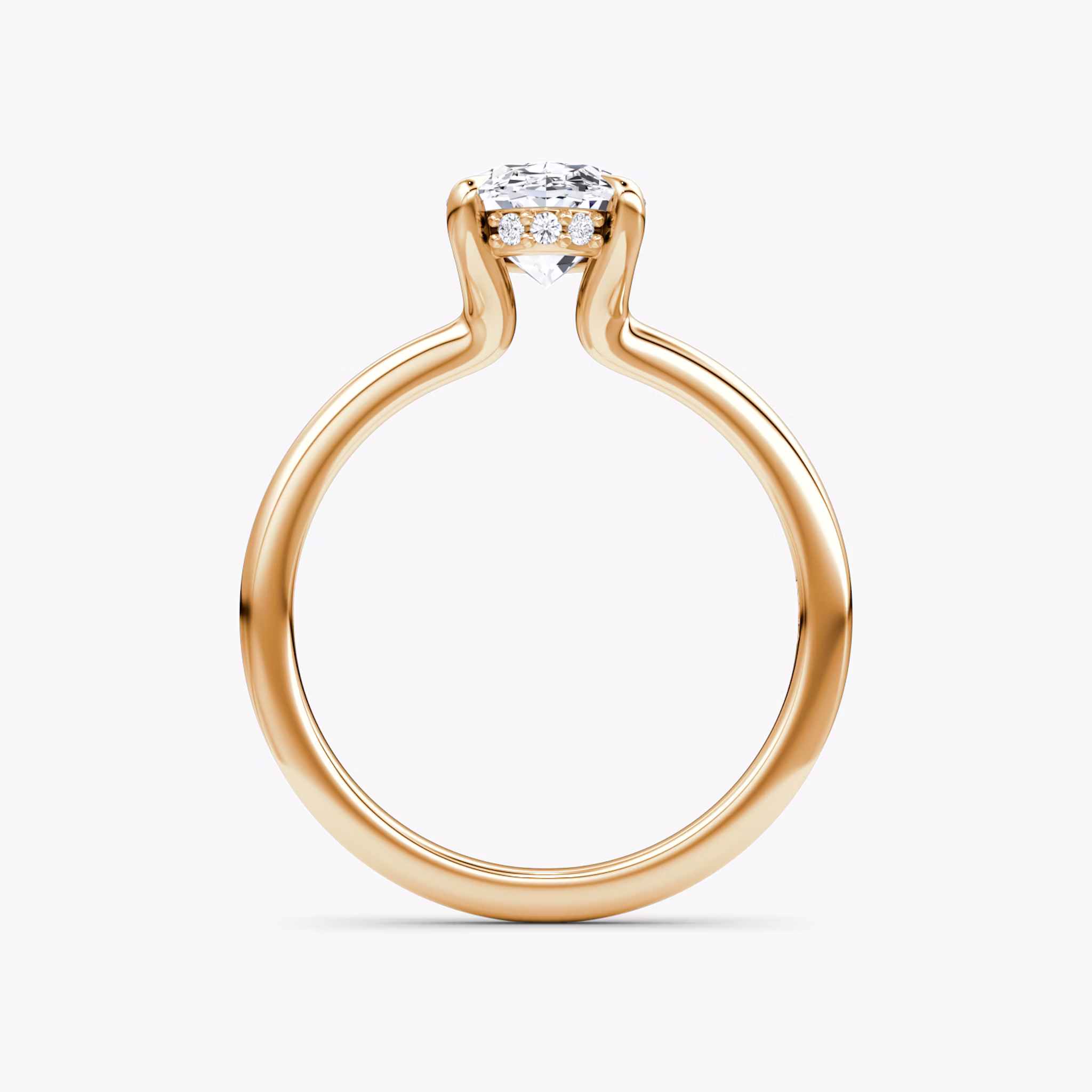 The Floating Solitaire | Oval | 14k | Rose Gold | bandAccent: Plain | diamondOrientation: vertical | caratWeight: other