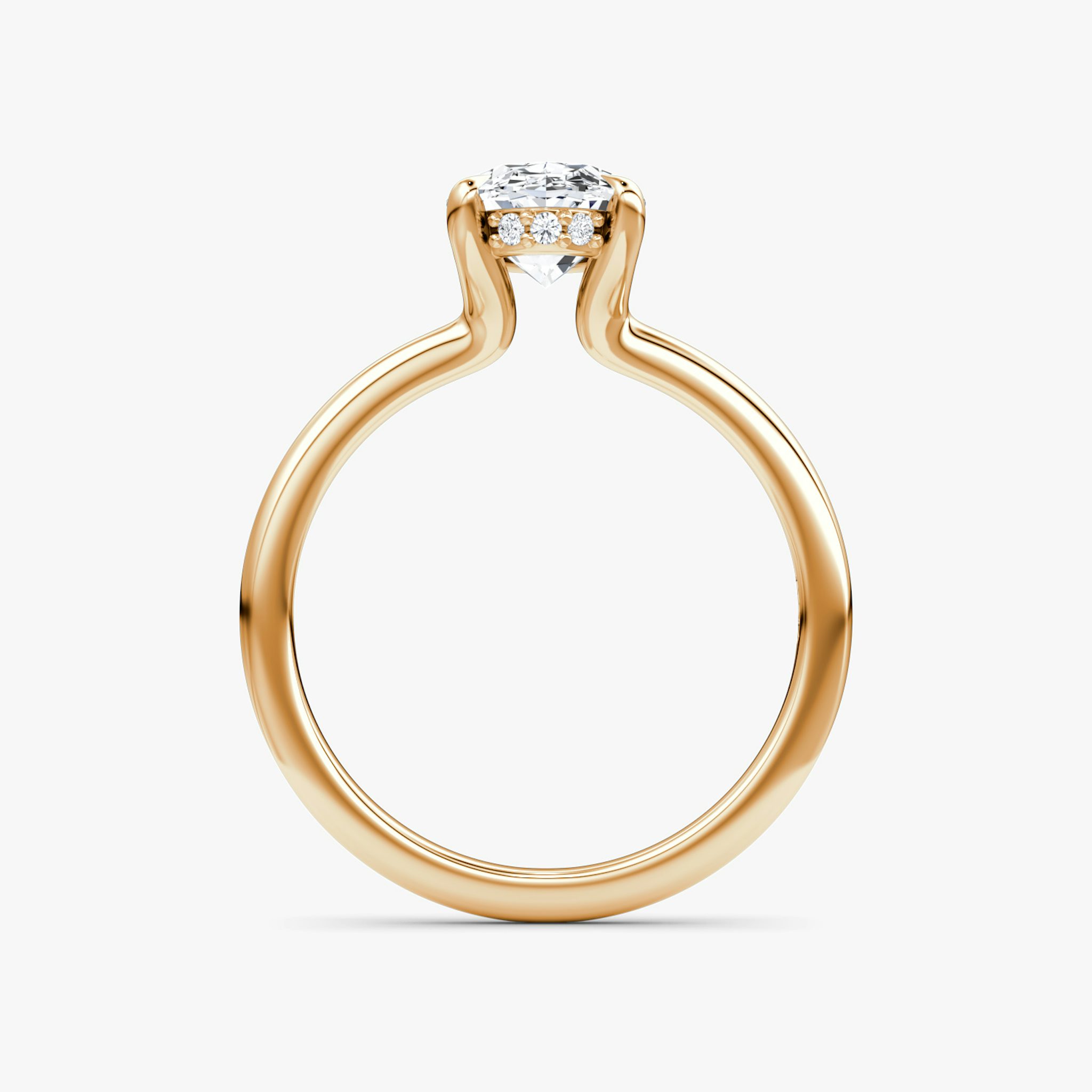 The Floating Solitaire | Oval | 14k | Rose Gold | bandAccent: Plain | diamondOrientation: vertical | caratWeight: other
