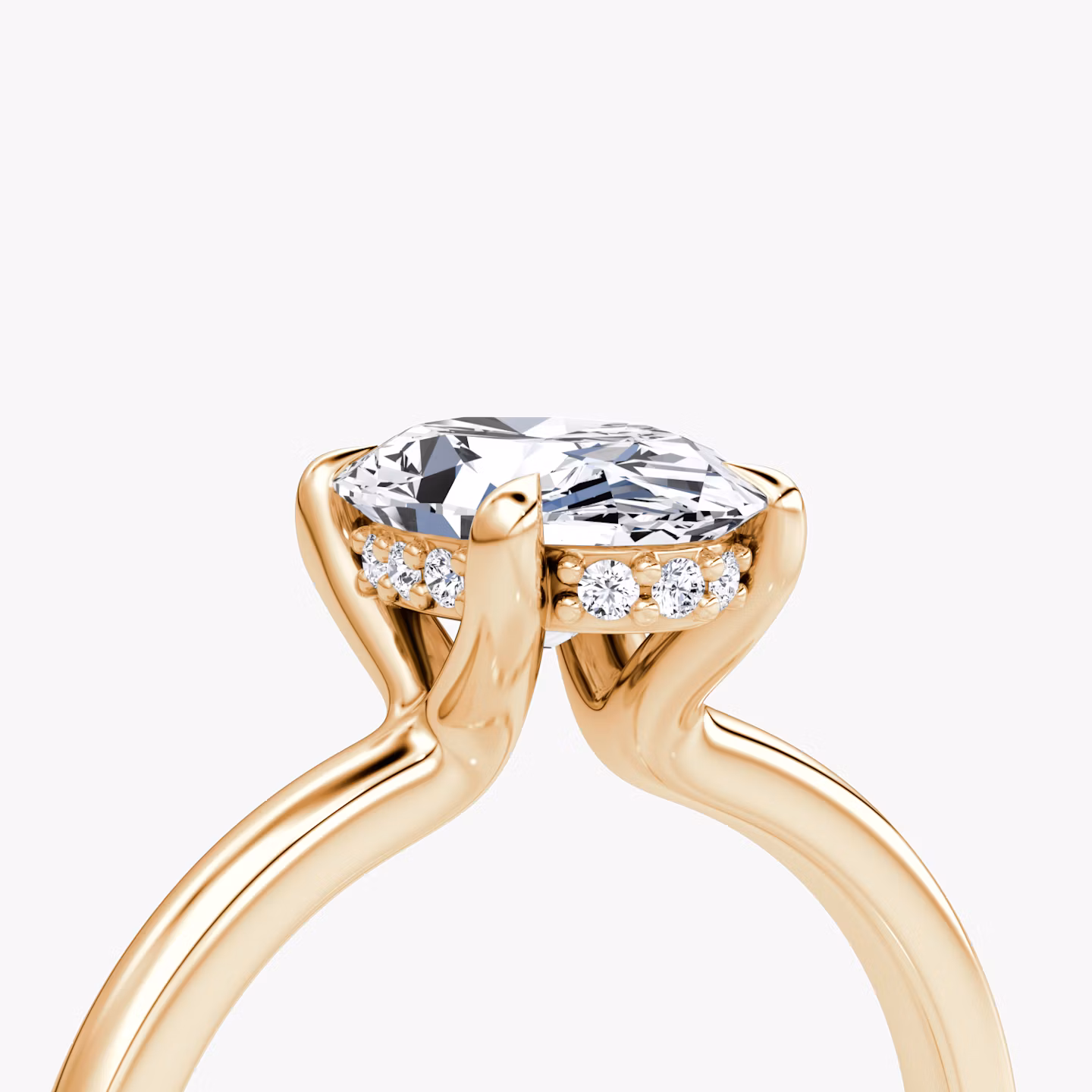 Anillo de compromiso Floating Solitaire | Oval | 14k | Oro rosa | bandAccent: Simple | diamondOrientation: vertical | caratWeight: other