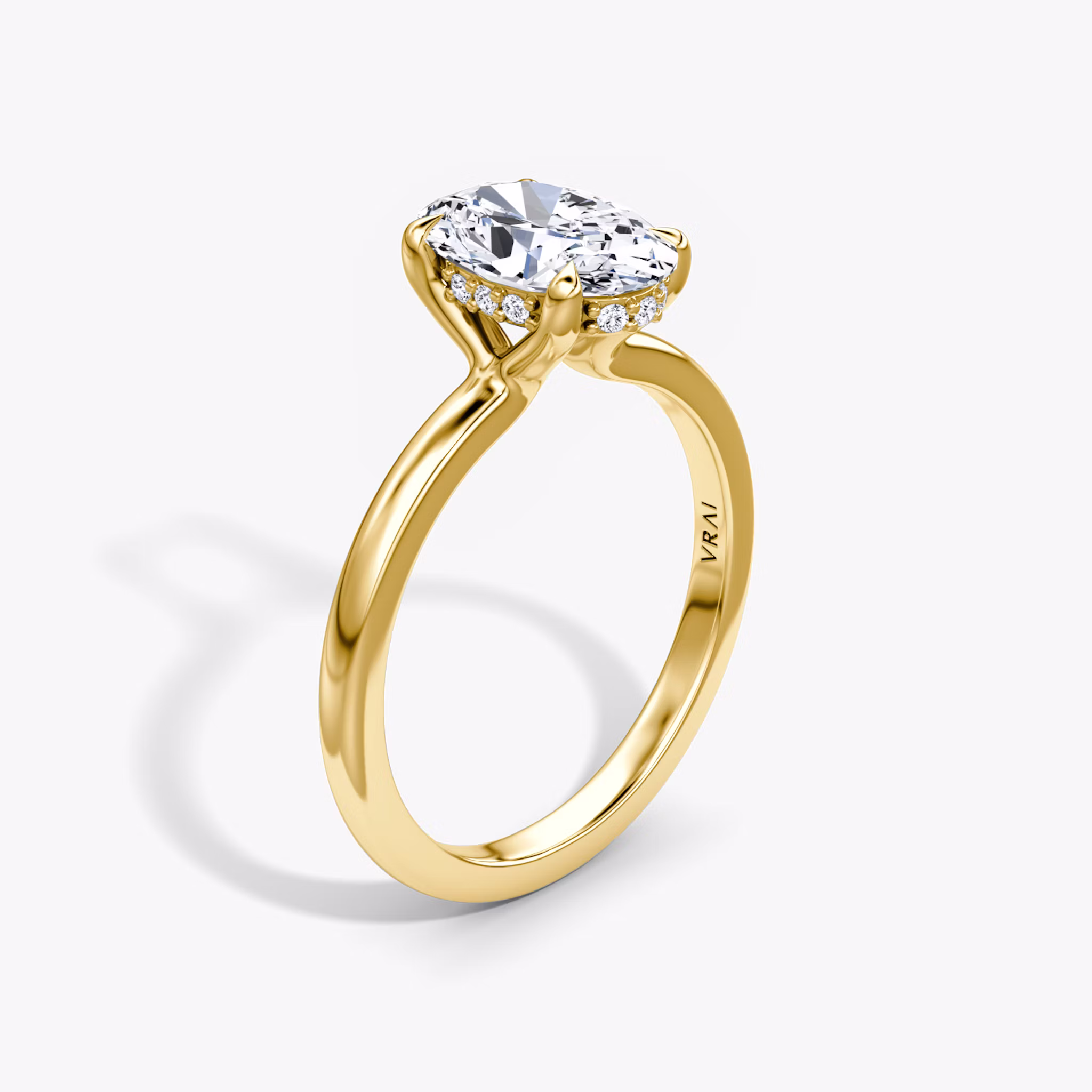 Floating Solitaire Oval | Yellow Gold