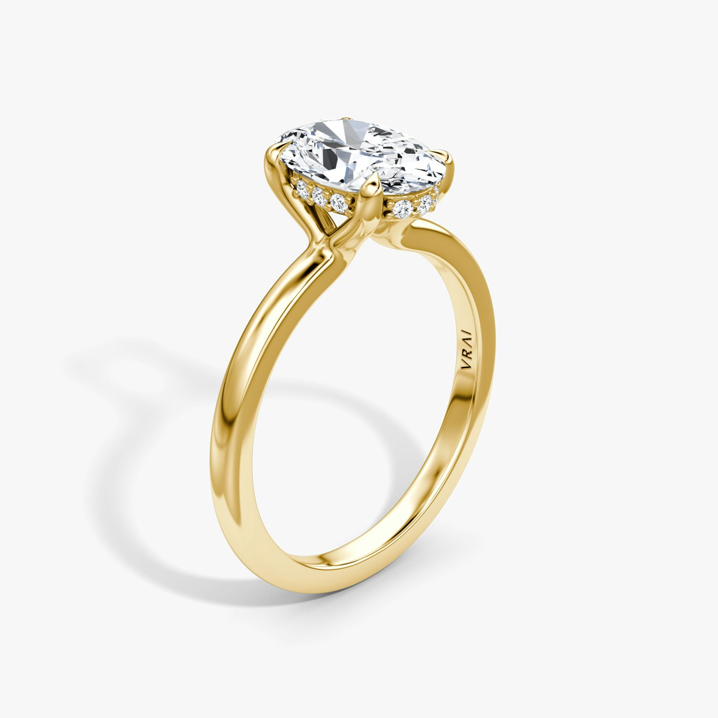 The Floating Solitaire | Oval | 18k | Yellow Gold | bandAccent: Plain | diamondOrientation: vertical | caratWeight: other