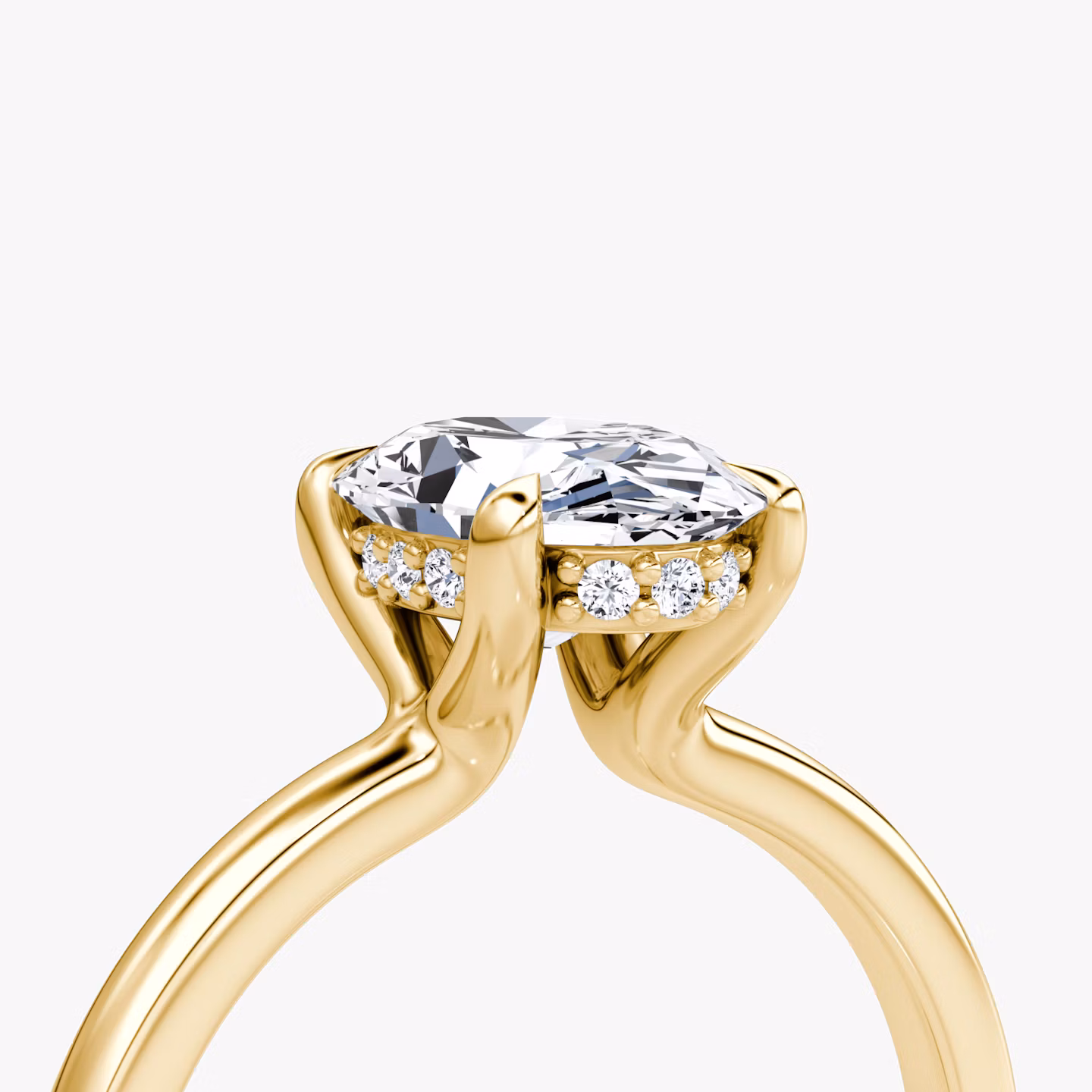 The Floating Solitaire | Oval | 18k | Yellow Gold | bandAccent: Plain | diamondOrientation: vertical | caratWeight: other