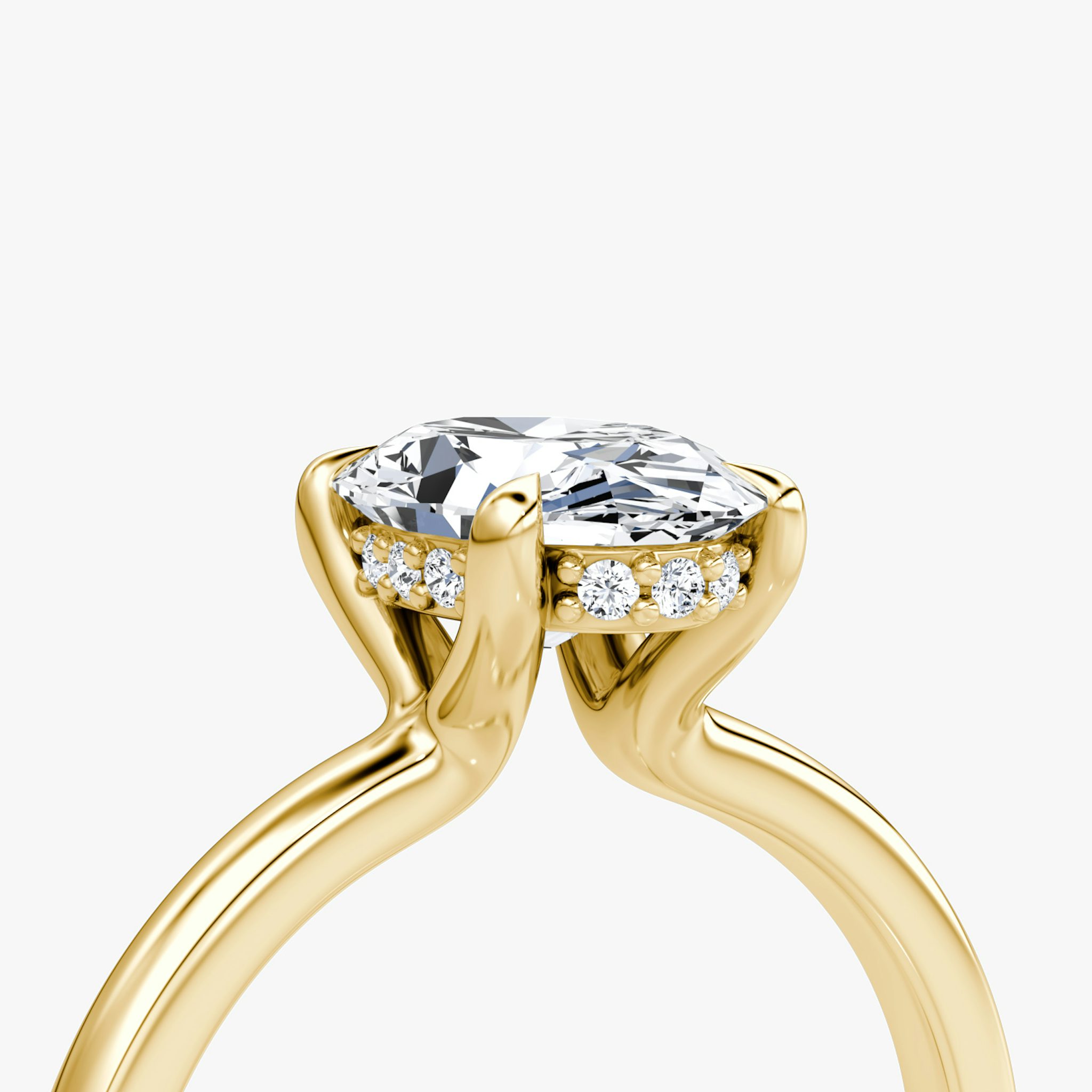 The Floating Solitaire | Oval | 18k | Yellow Gold | bandAccent: Plain | diamondOrientation: vertical | caratWeight: other