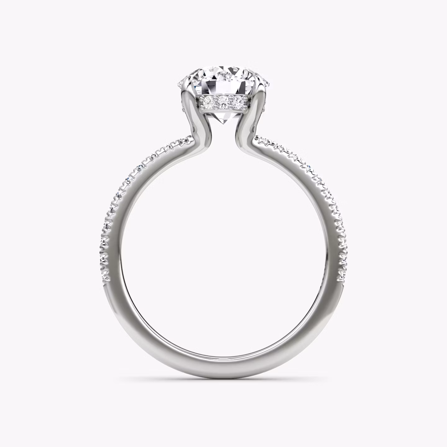 The Floating Solitaire | Round Brilliant | 18k | White Gold | bandAccent: Pavé | caratWeight: other | diamondOrientation: vertical