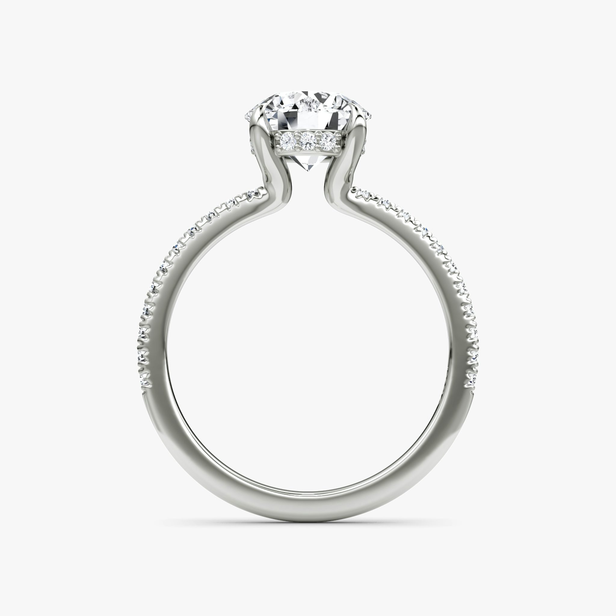 The Floating Solitaire | Round Brilliant | Platinum | bandAccent: Pavé | caratWeight: other | diamondOrientation: vertical