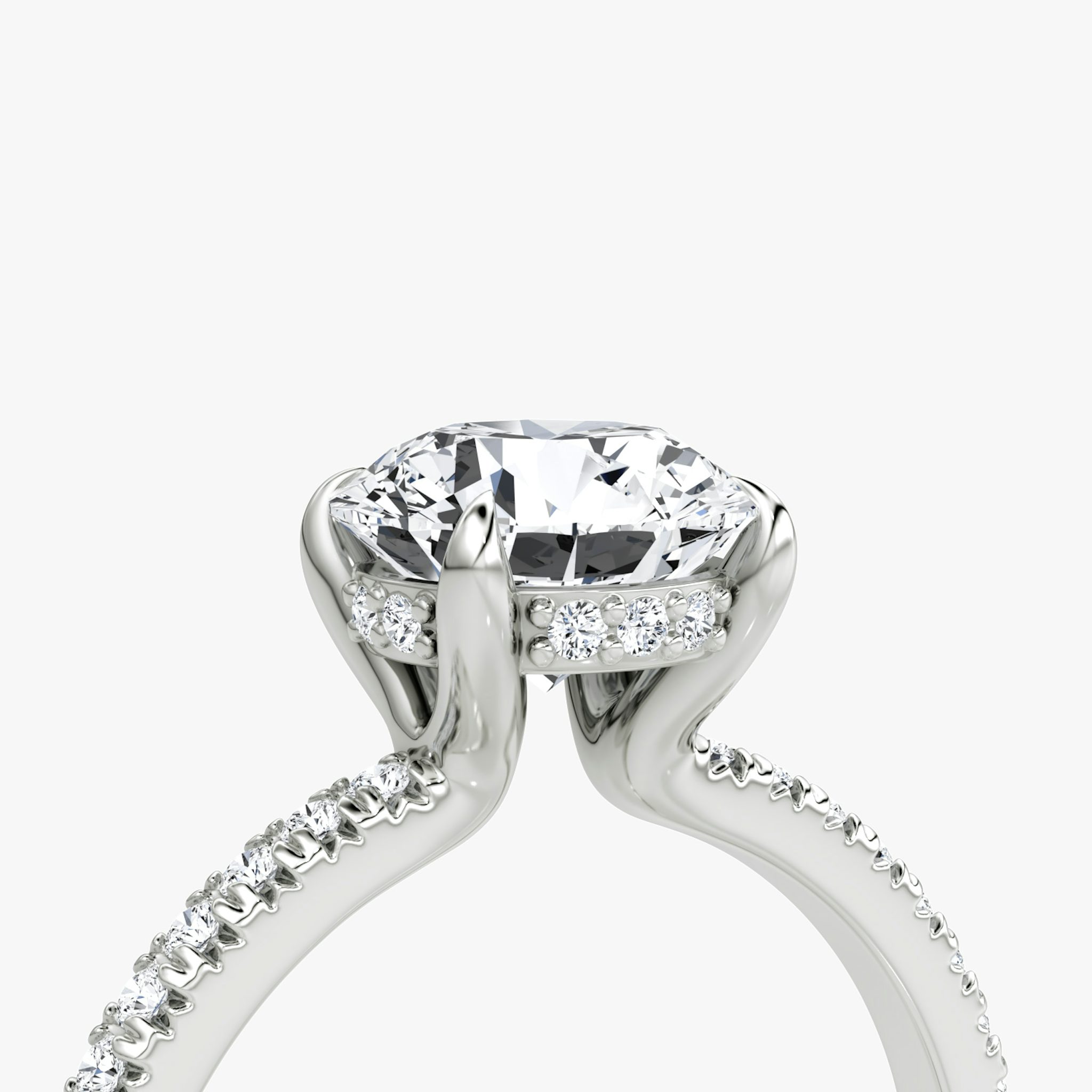 The Floating Solitaire | Round Brilliant | Platinum | bandAccent: Pavé | caratWeight: other | diamondOrientation: vertical