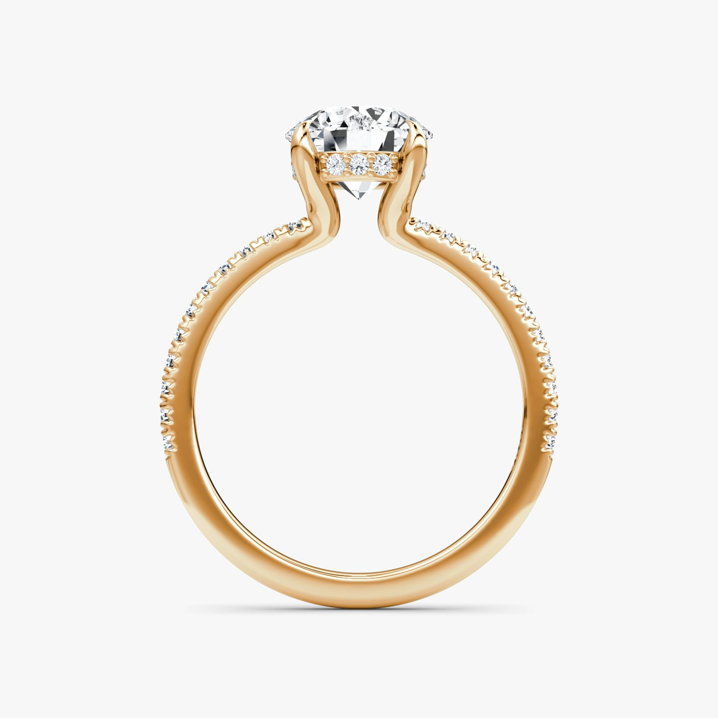 The Floating Solitaire | Round Brilliant | 14k | Rose Gold | bandAccent: Pavé | caratWeight: other | diamondOrientation: vertical