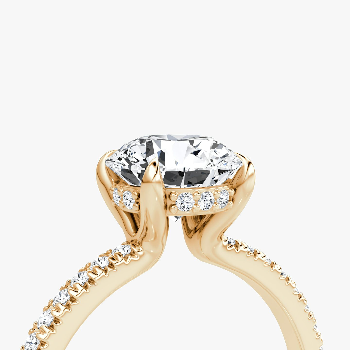 The Floating Solitaire | Round Brilliant | 14k | Rose Gold | bandAccent: Pavé | caratWeight: 2.0ct | diamondOrientation: vertical