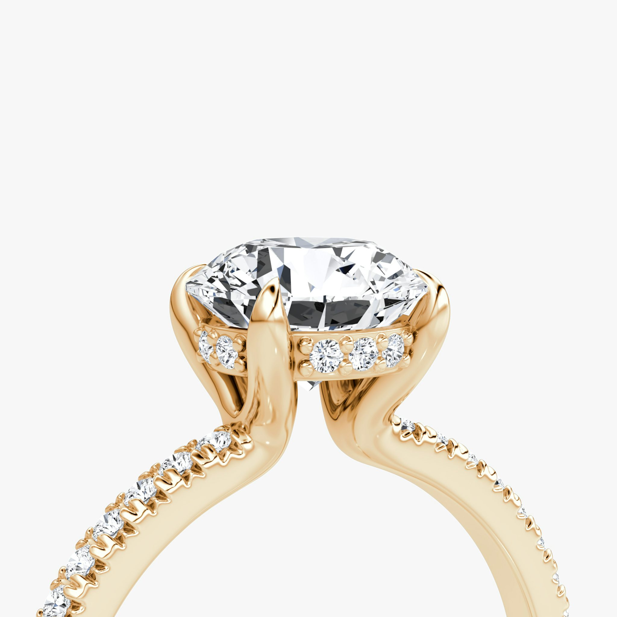 The Floating Solitaire | Round Brilliant | 14k | Rose Gold | bandAccent: Pavé | caratWeight: other | diamondOrientation: vertical
