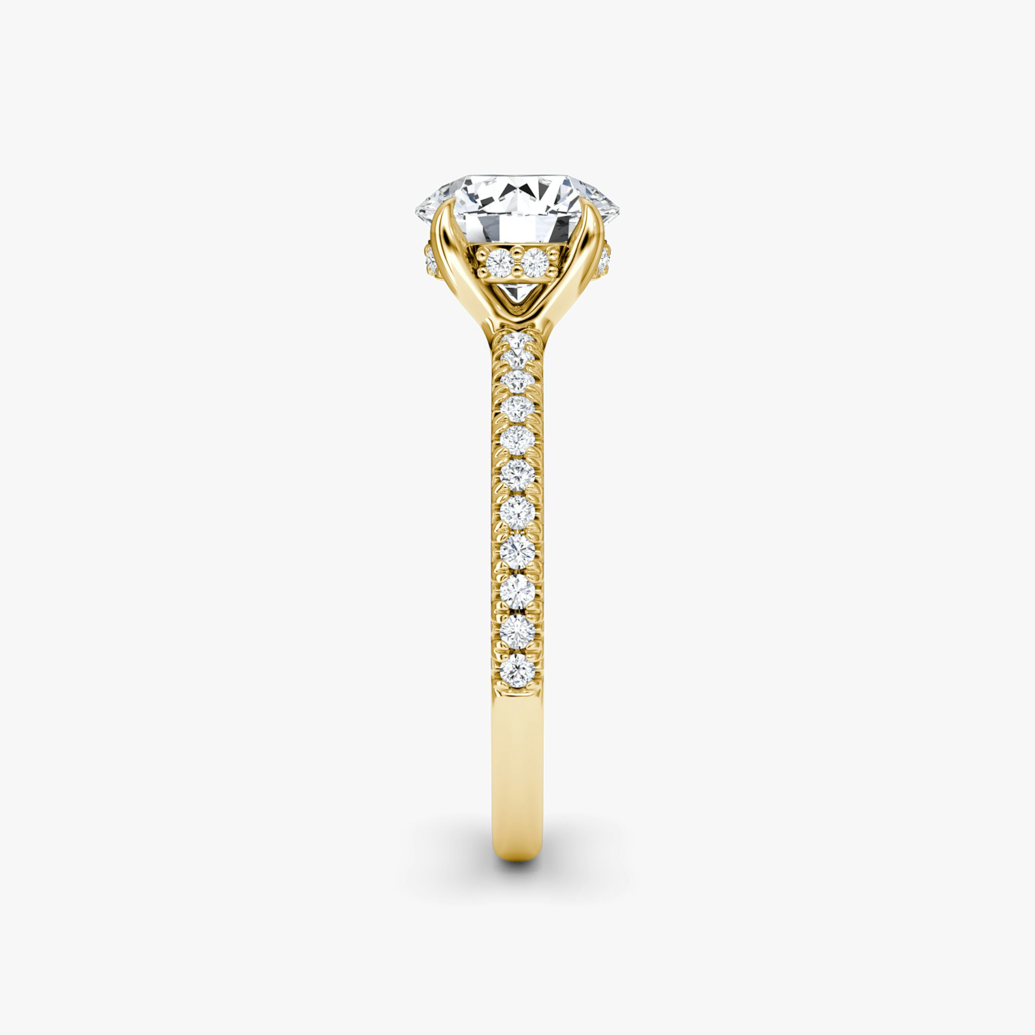 Anillo de compromiso Floating Solitaire | Brillante | 18k | Oro amarillo | bandAccent: Pavé | caratWeight: 1.0ct | diamondOrientation: vertical
