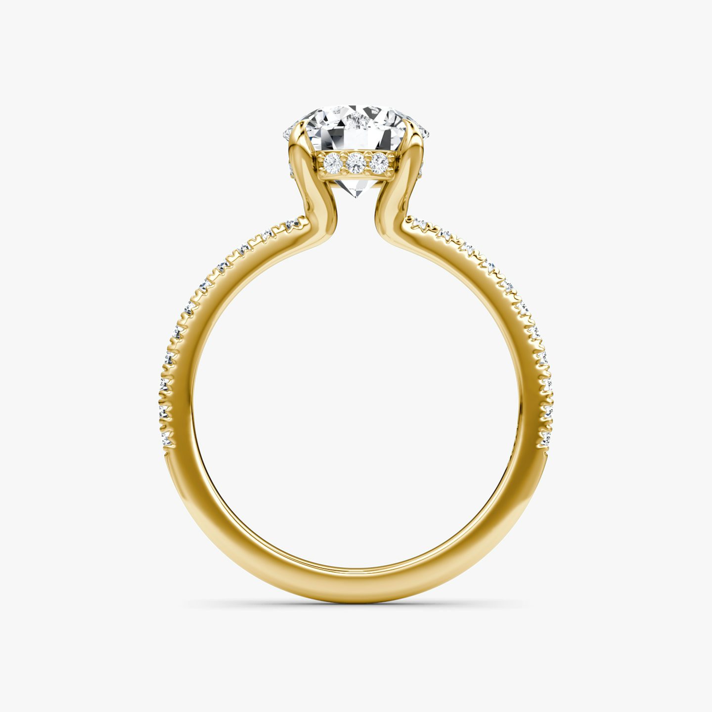 The Floating Solitaire | Round Brilliant | 18k | Yellow Gold | bandAccent: Pavé | caratWeight: 2.0ct | diamondOrientation: vertical