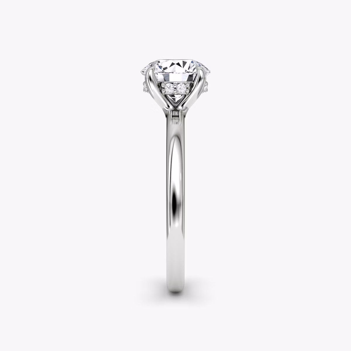 The Floating Solitaire | Round Brilliant | 18k | White Gold | bandAccent: Plain | caratWeight: other | diamondOrientation: vertical