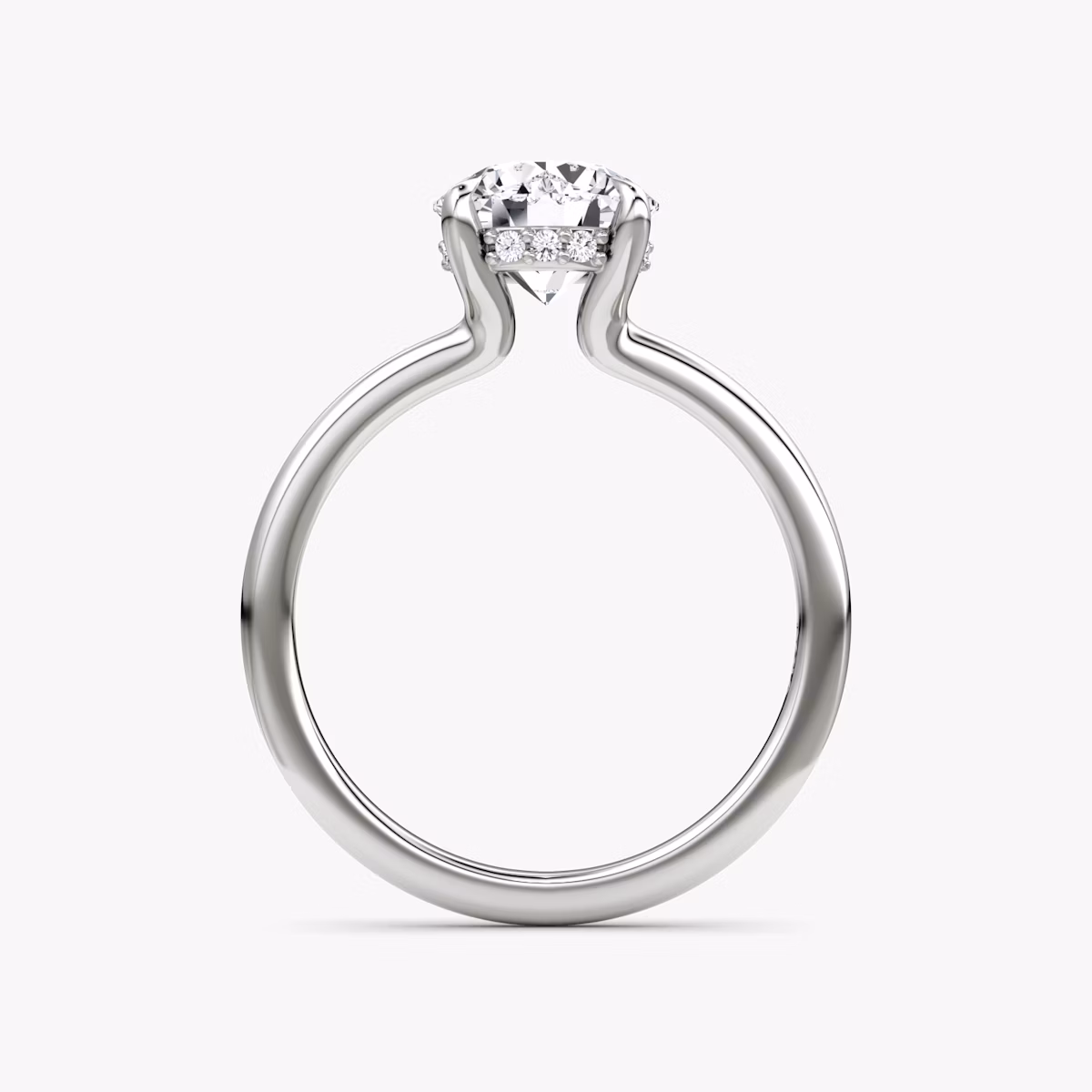 The Floating Solitaire | Round Brilliant | 18k | White Gold | bandAccent: Plain | caratWeight: other | diamondOrientation: vertical