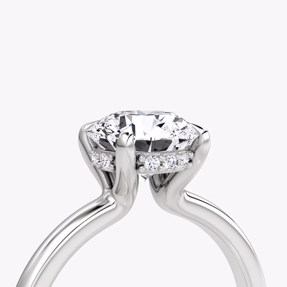 The Floating Solitaire | Round Brilliant | 18k | White Gold | bandAccent: Plain | caratWeight: other | diamondOrientation: vertical