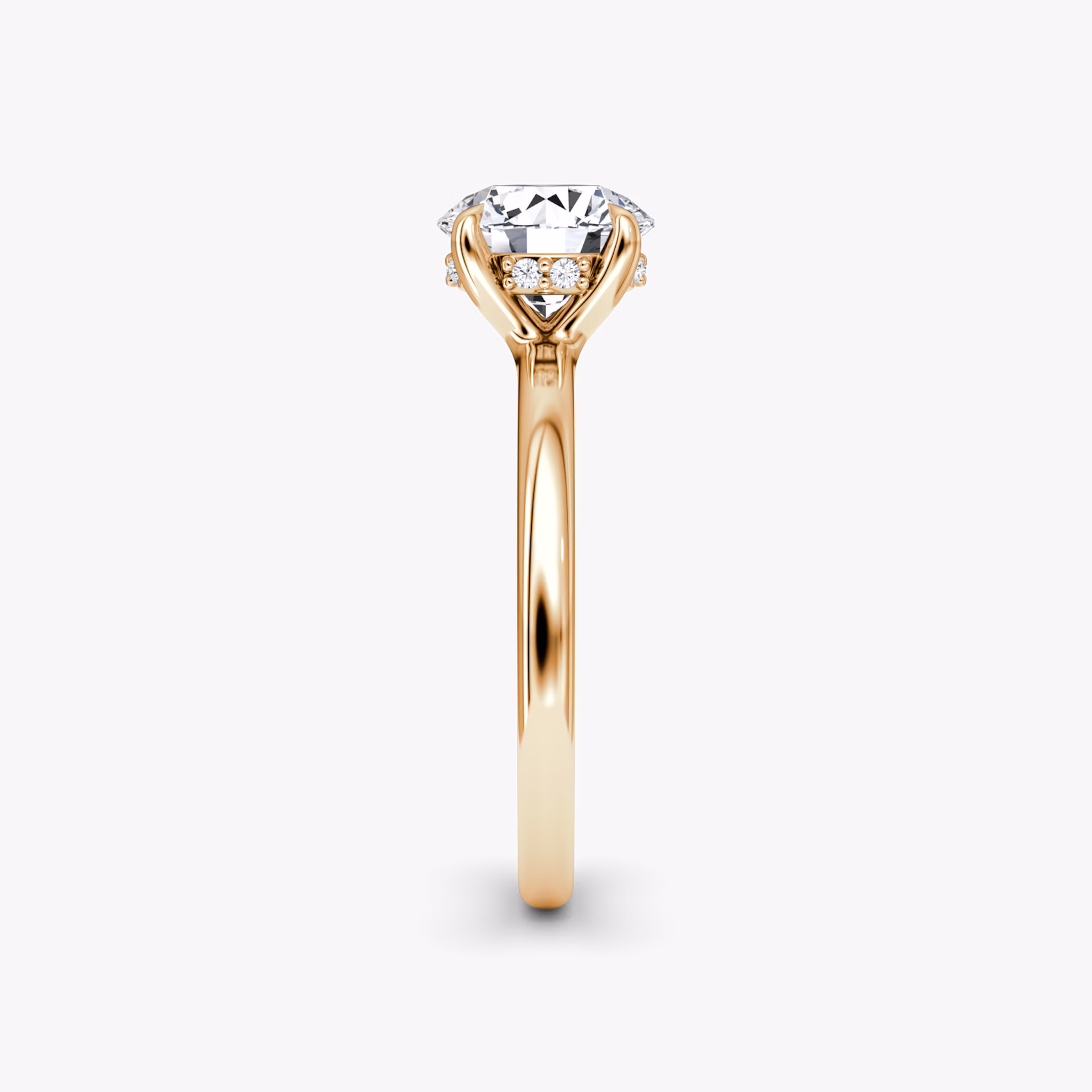 The Floating Solitaire | Round Brilliant | 14k | Rose Gold | bandAccent: Plain | caratWeight: other | diamondOrientation: vertical