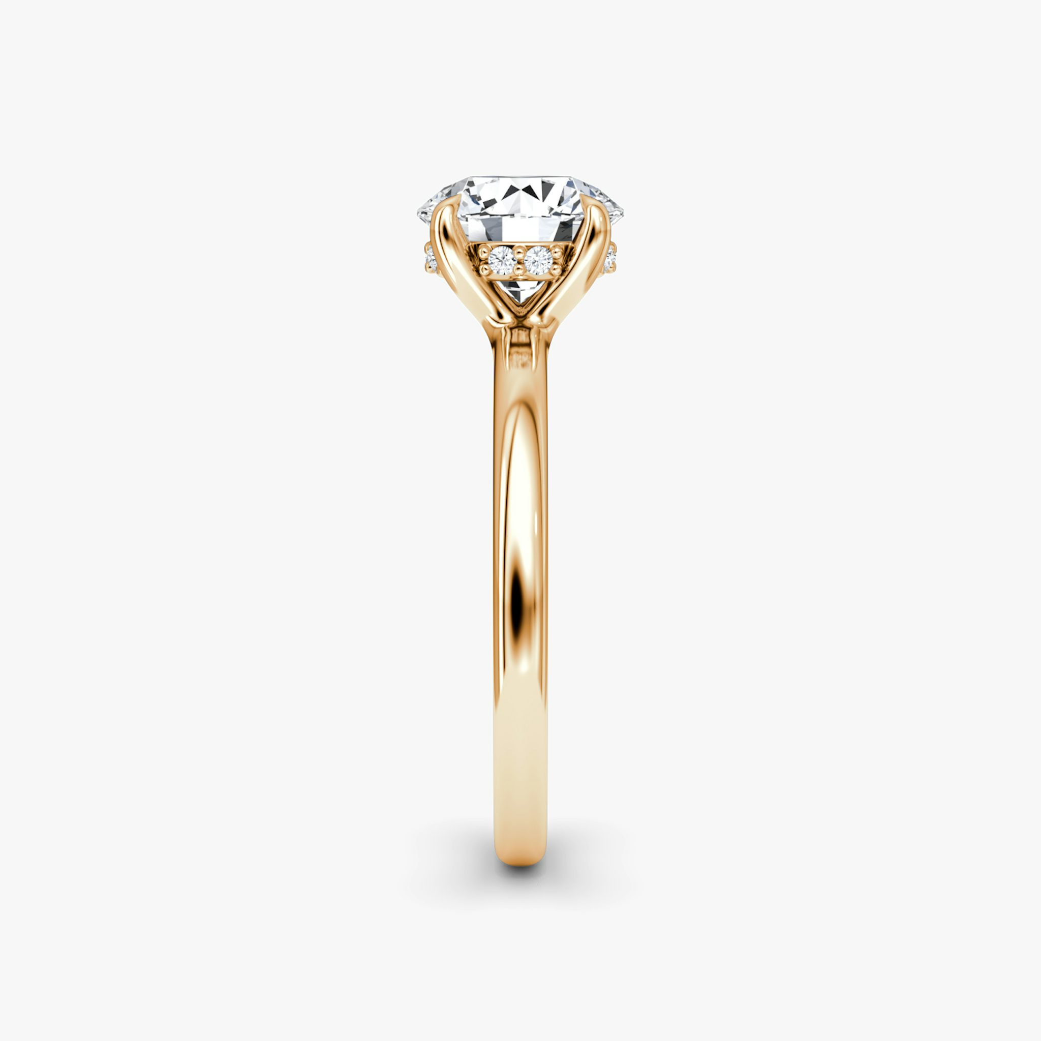 The Floating Solitaire | Round Brilliant | 14k | Rose Gold | bandAccent: Plain | caratWeight: other | diamondOrientation: vertical