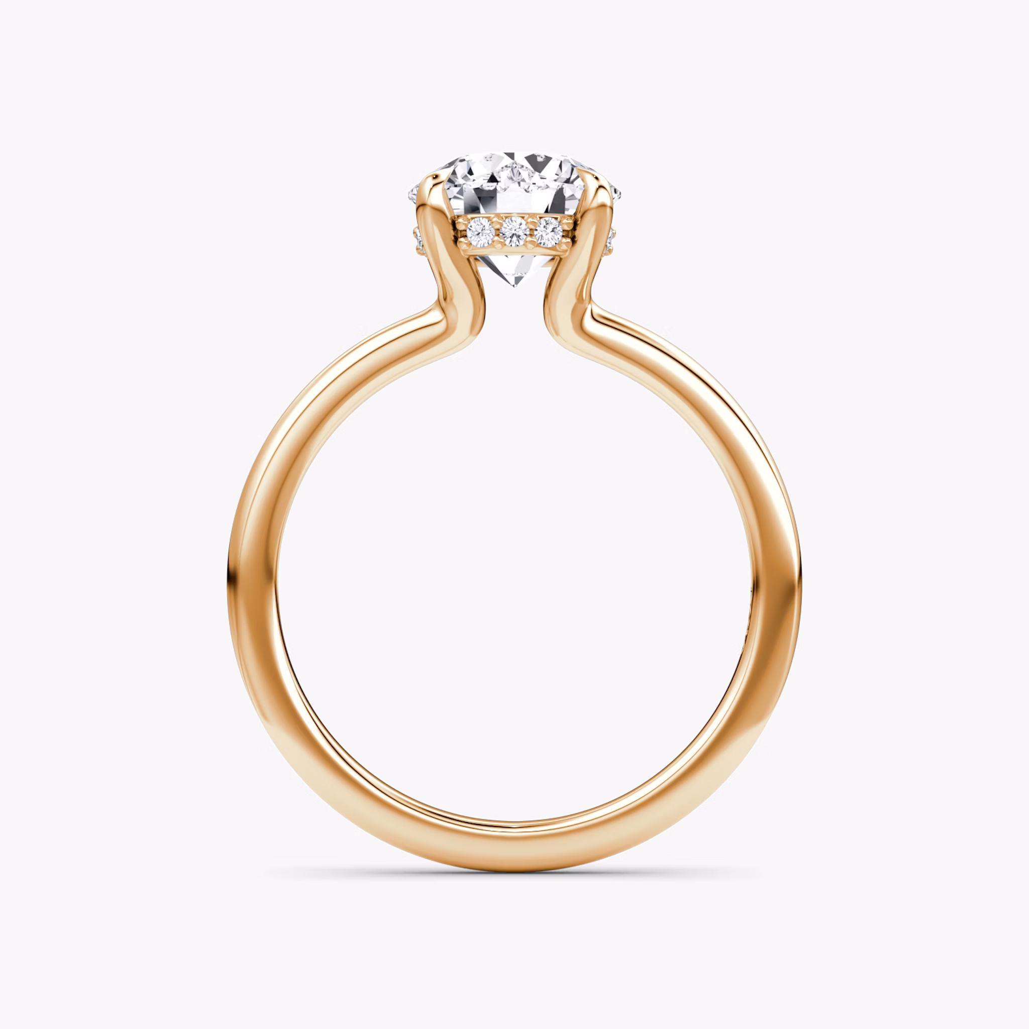 The Floating Solitaire | Round Brilliant | 14k | Rose Gold | bandAccent: Plain | caratWeight: other | diamondOrientation: vertical