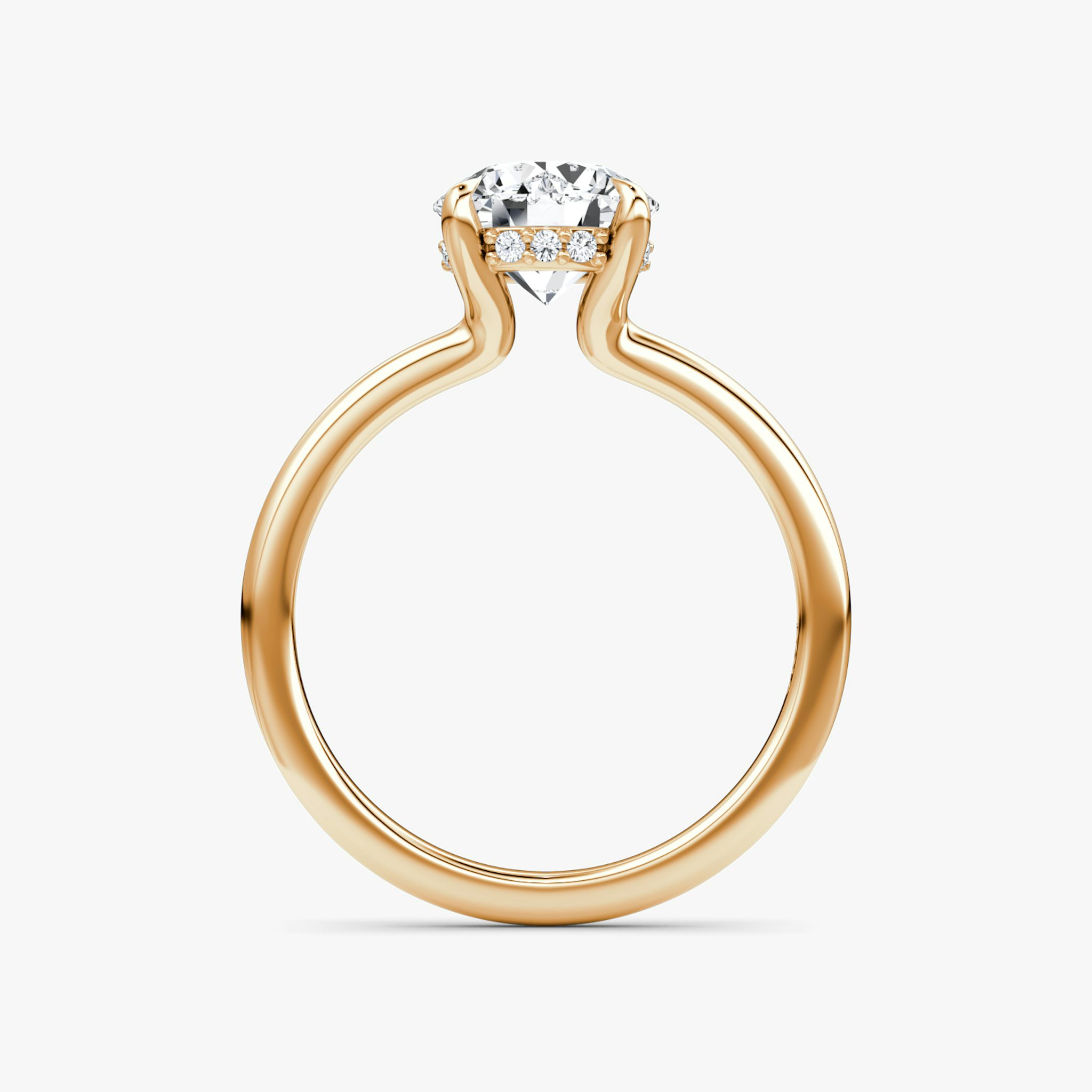 The Floating Solitaire | Round Brilliant | 14k | Rose Gold | bandAccent: Plain | caratWeight: other | diamondOrientation: vertical