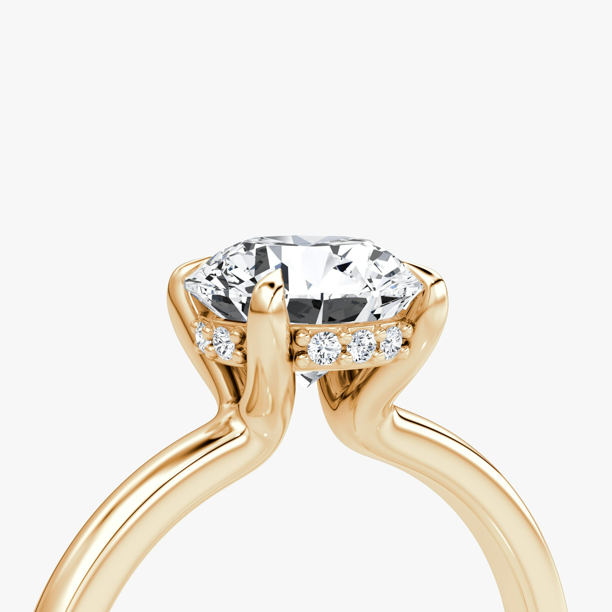 The Floating Solitaire | Round Brilliant | 14k | Rose Gold | bandAccent: Plain | caratWeight: other | diamondOrientation: vertical