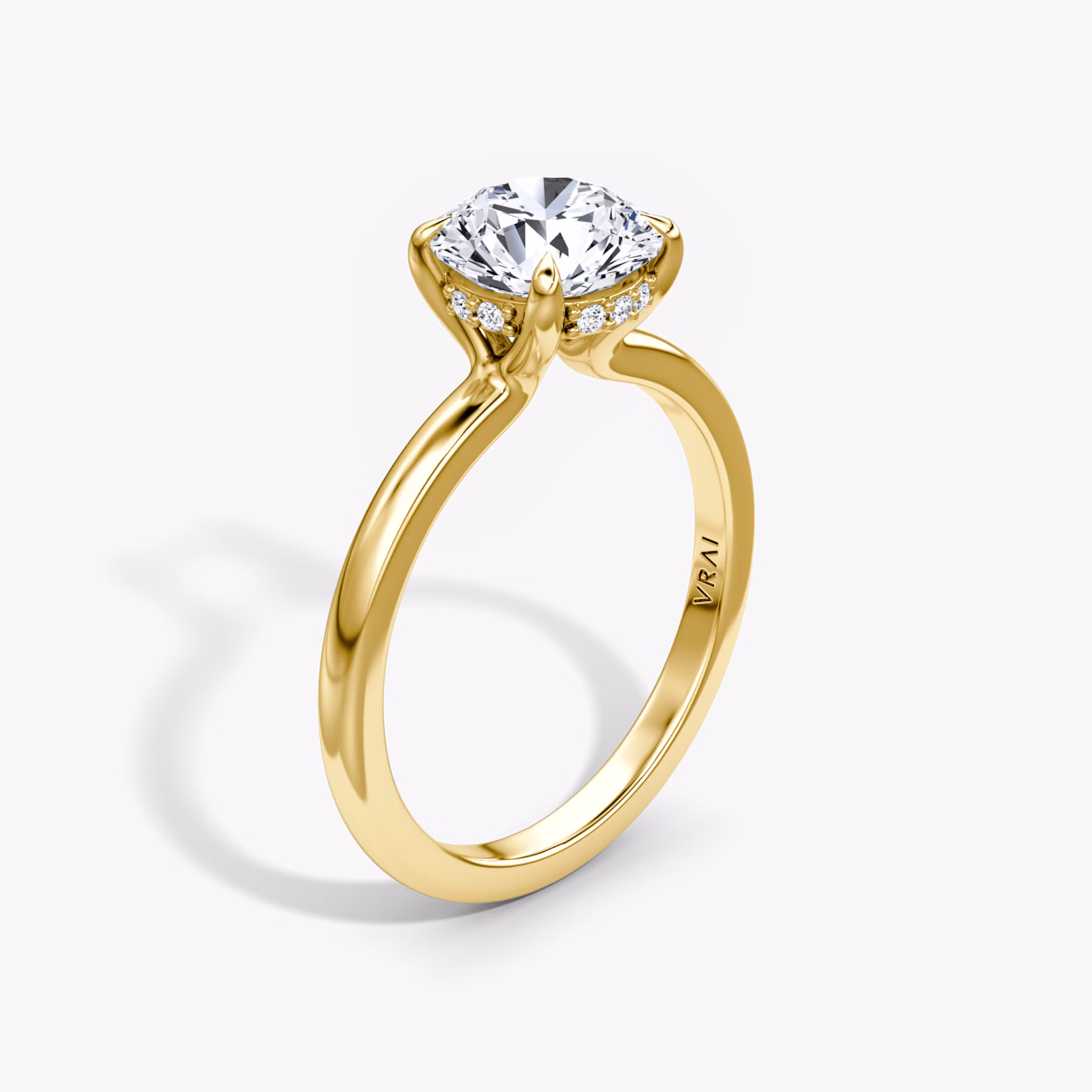 Floating Solitaire Round Brilliant | Yellow Gold