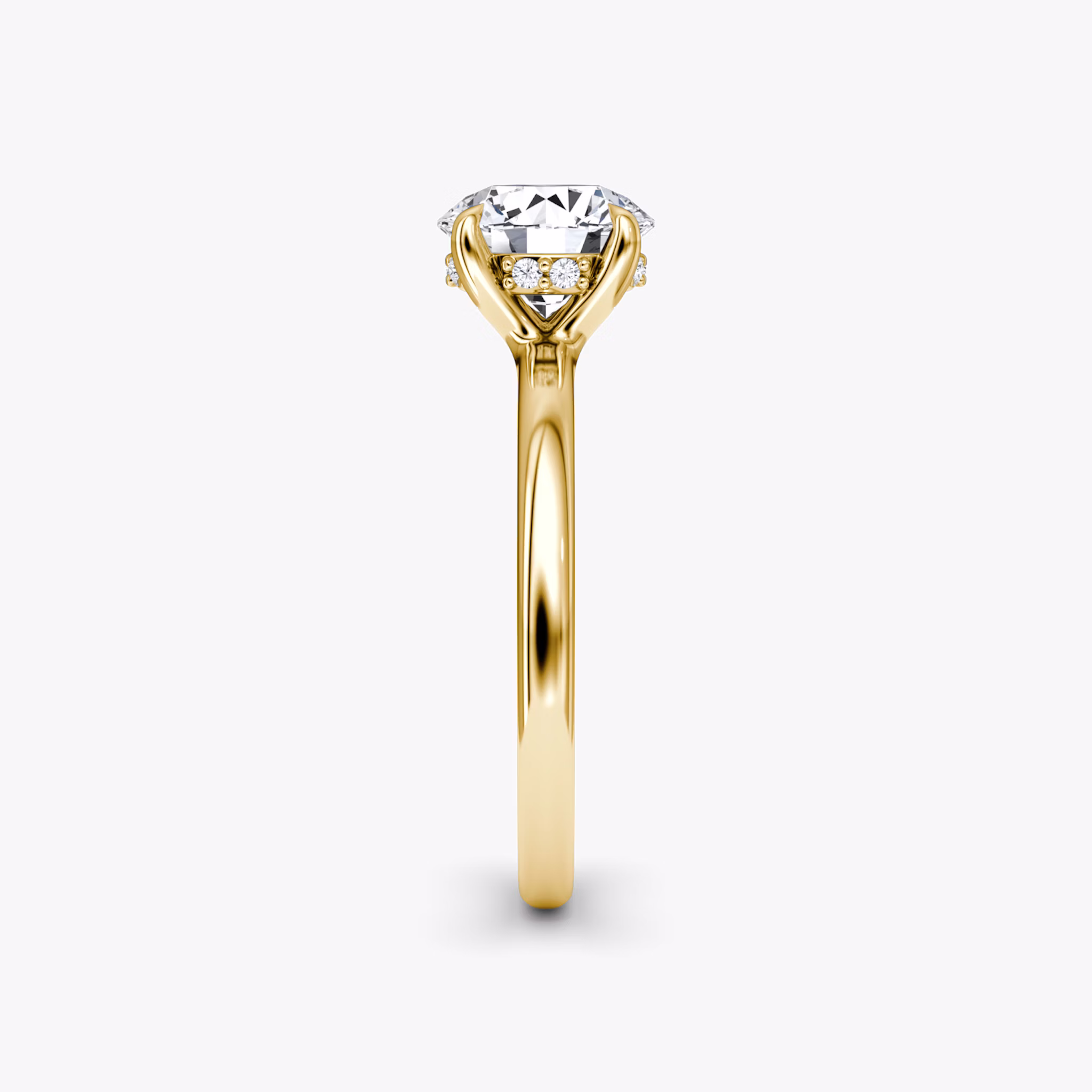 The Floating Solitaire | Round Brilliant | 18k | Yellow Gold | bandAccent: Plain | caratWeight: other | diamondOrientation: vertical