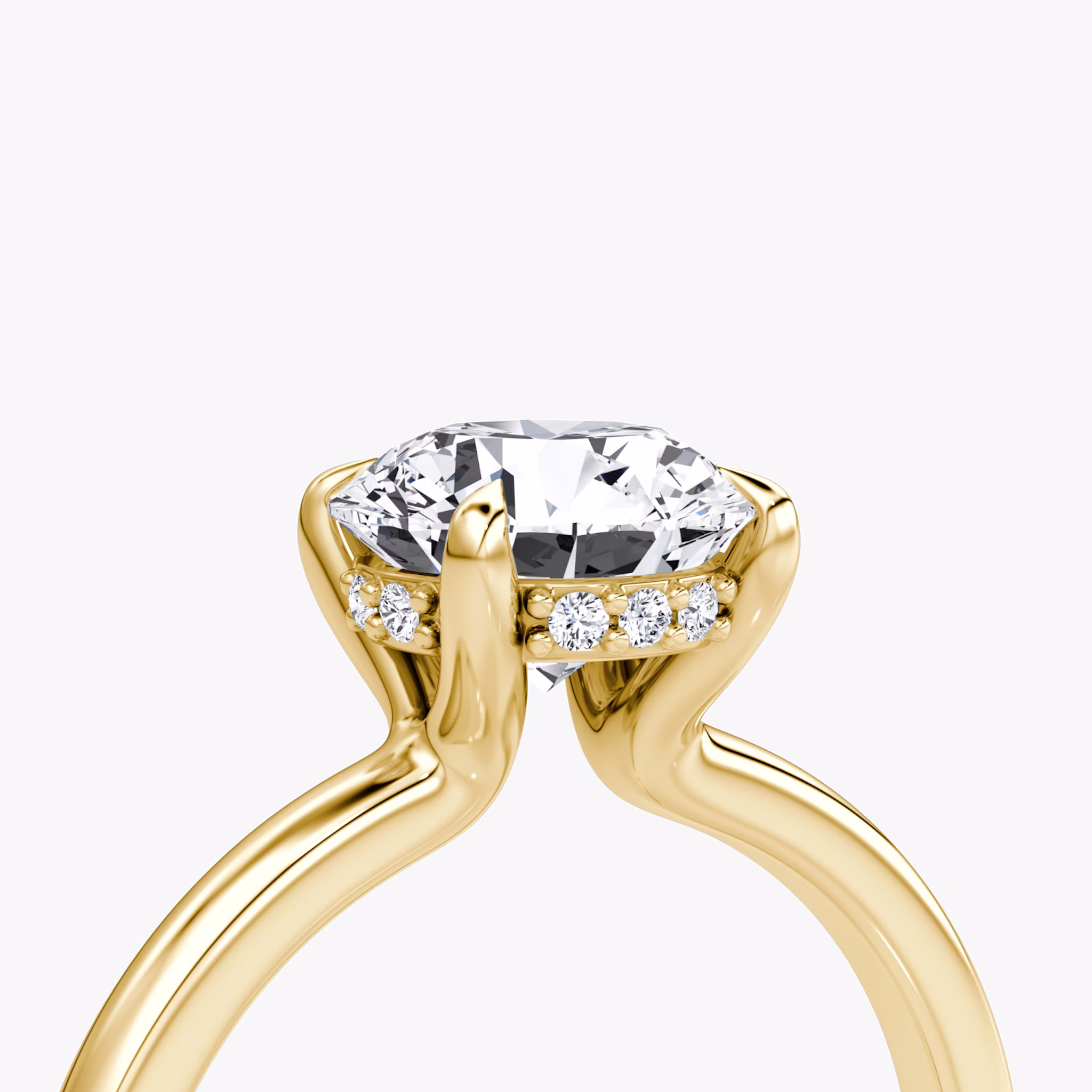 The Floating Solitaire | Round Brilliant | 18k | Yellow Gold | bandAccent: Plain | caratWeight: other | diamondOrientation: vertical