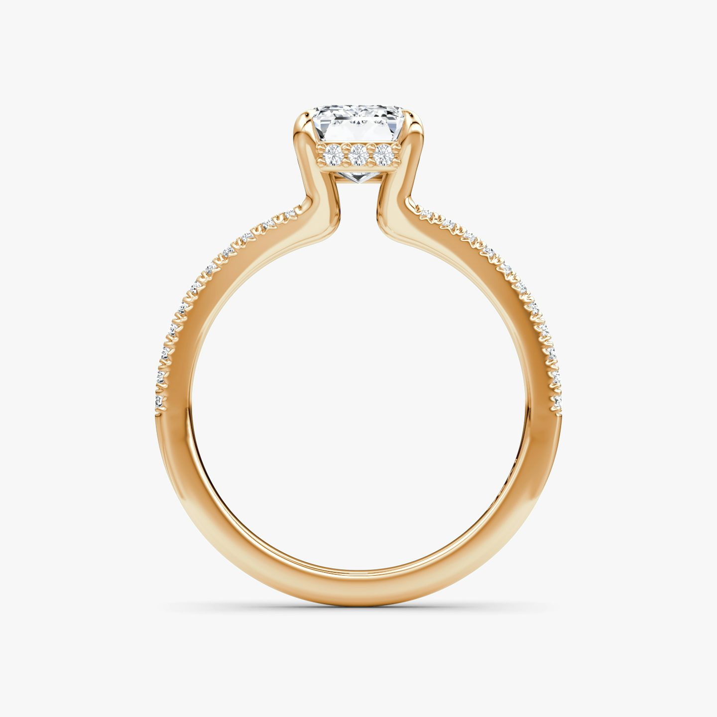 The Floating Split Band | Emerald | 14k | Rose Gold | bandAccent: Pavé | diamondOrientation: vertical | caratWeight: other