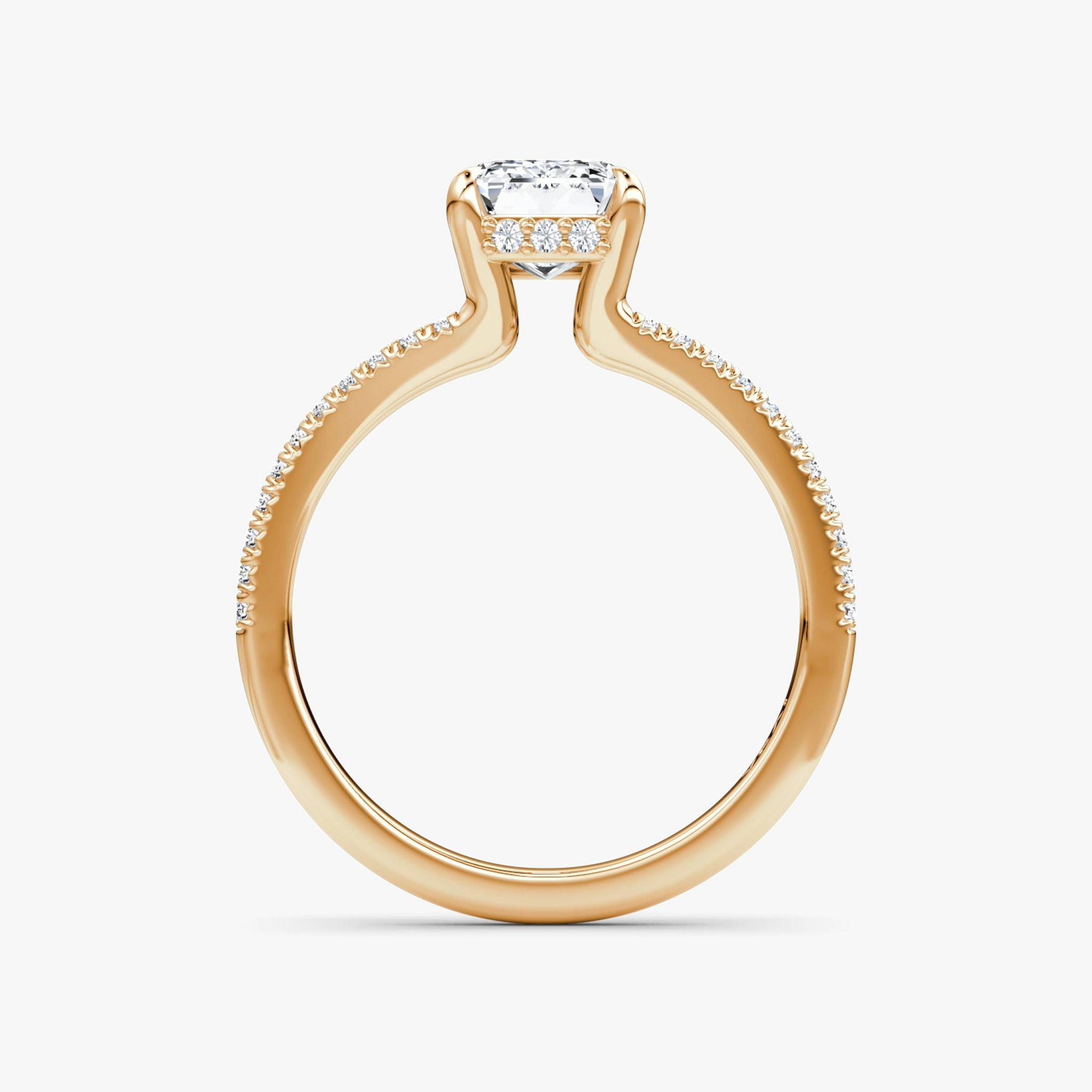 The Floating Split Band | Emerald | 14k | Rose Gold | bandAccent: Pavé | diamondOrientation: vertical | caratWeight: other