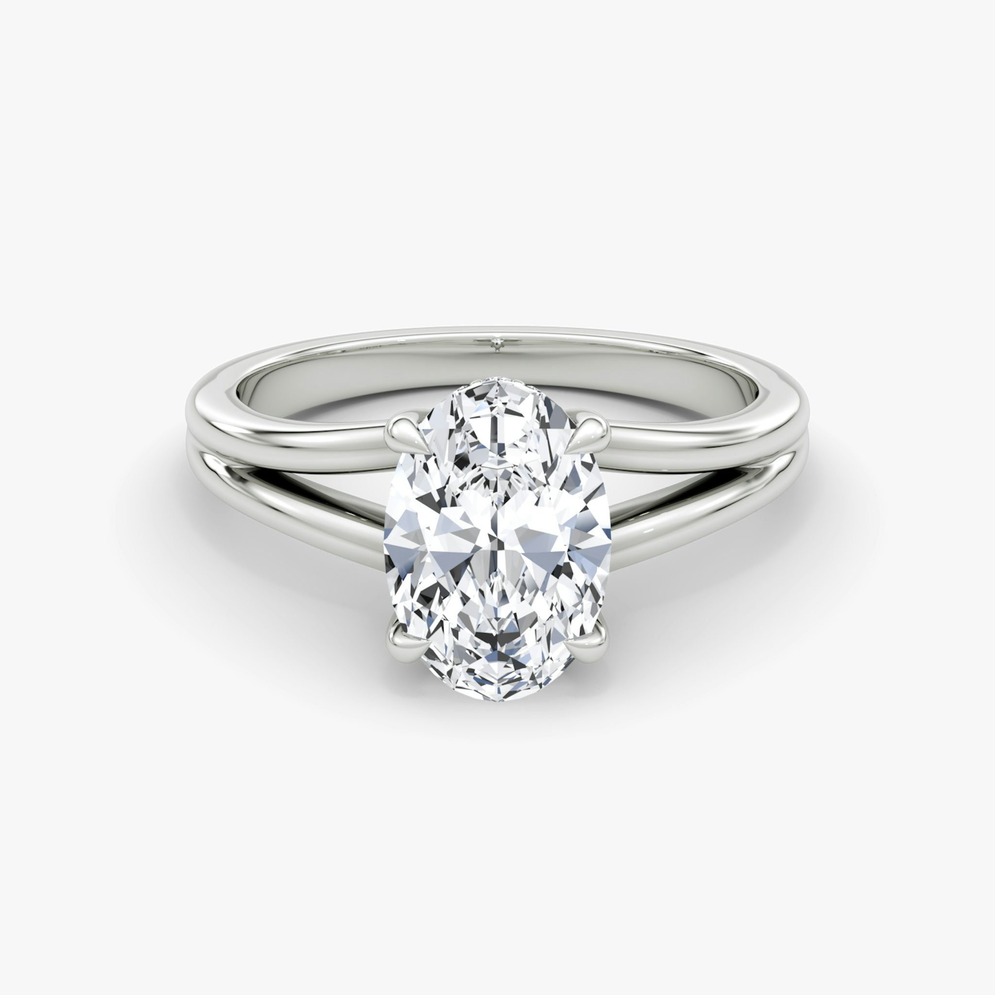 The Floating Split Band | Oval | 18k | White Gold | bandAccent: Plain | diamondOrientation: vertical | caratWeight: other