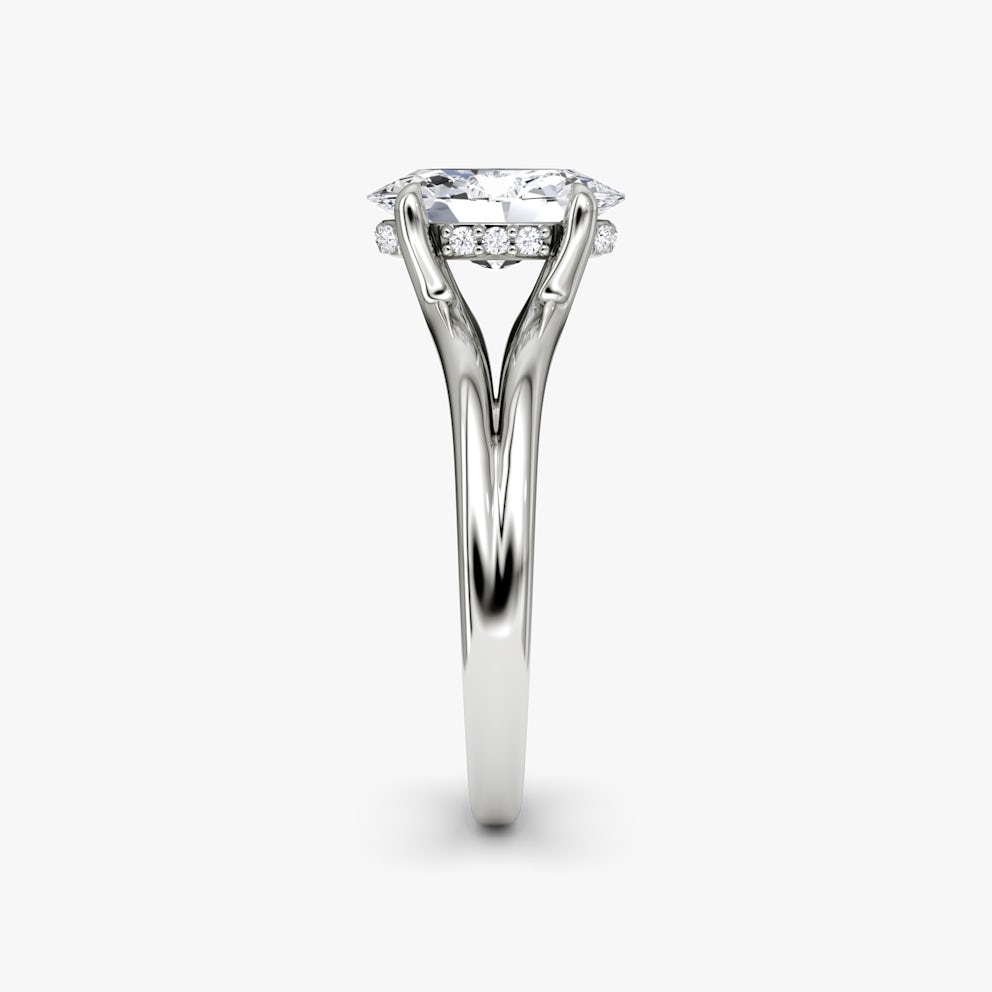 The Floating Split Band Oval Engagement Ring | Plain Band | White Gold