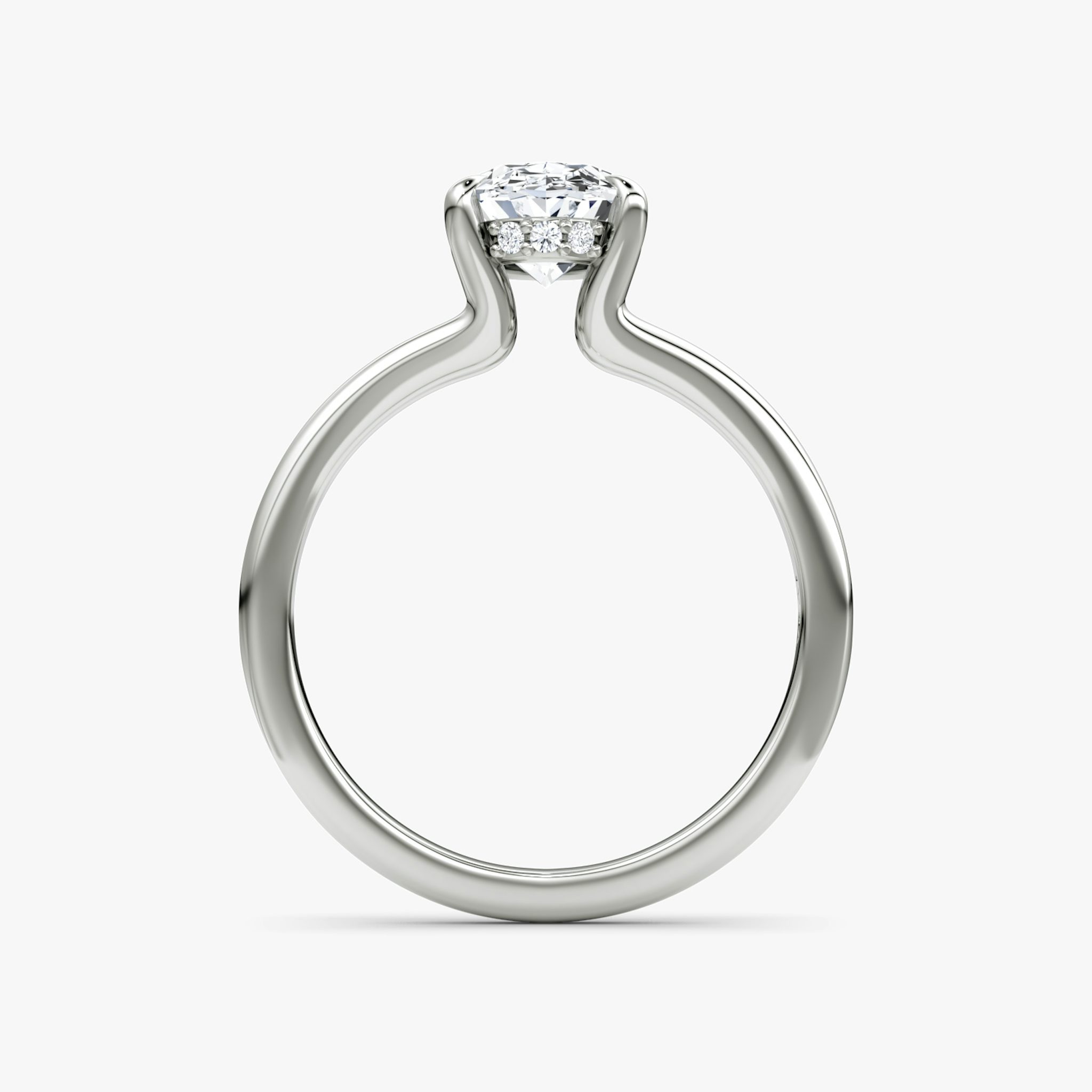 The Floating Split Band | Oval | 18k | White Gold | bandAccent: Plain | diamondOrientation: vertical | caratWeight: other