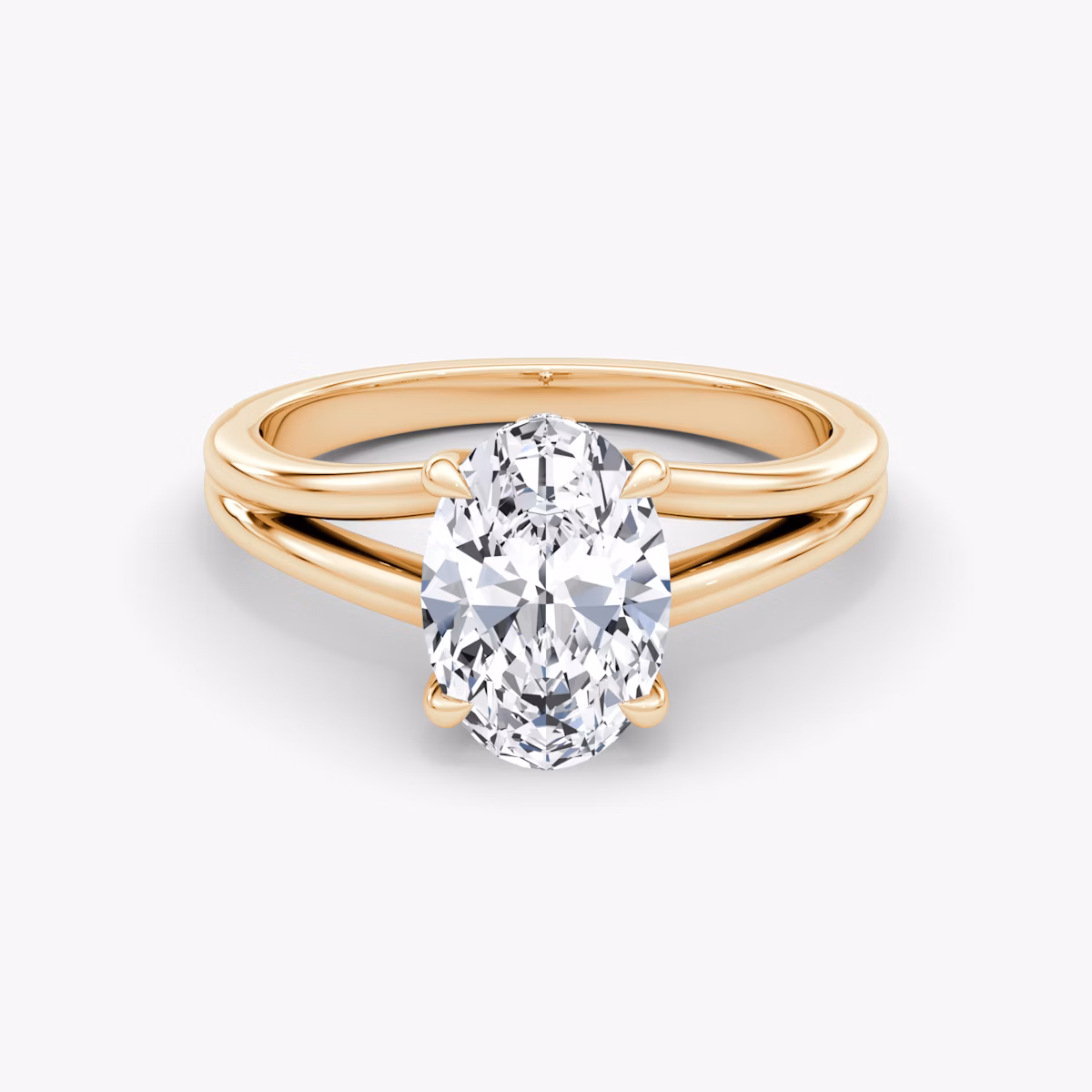 The Floating Split Band | Oval | 14k | Rose Gold | bandAccent: Plain | diamondOrientation: vertical | caratWeight: other