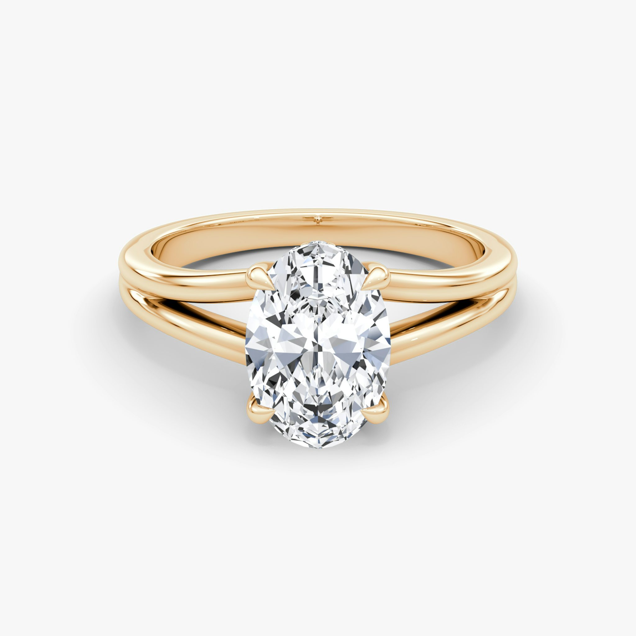 The Floating Split Band | Oval | 14k | Rose Gold | bandAccent: Plain | diamondOrientation: vertical | caratWeight: other