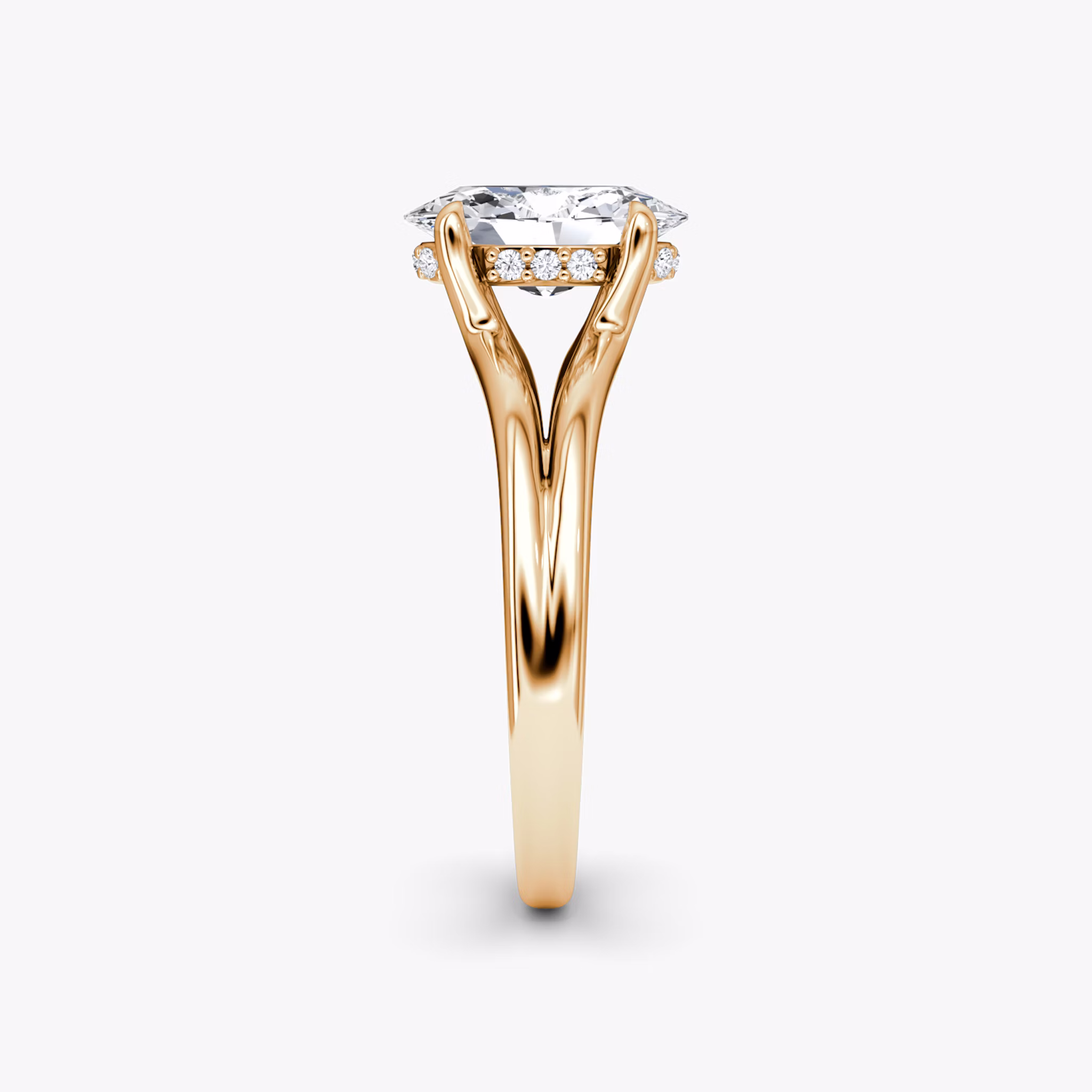 The Floating Split Band | Oval | 14k | Rose Gold | bandAccent: Plain | diamondOrientation: vertical | caratWeight: other