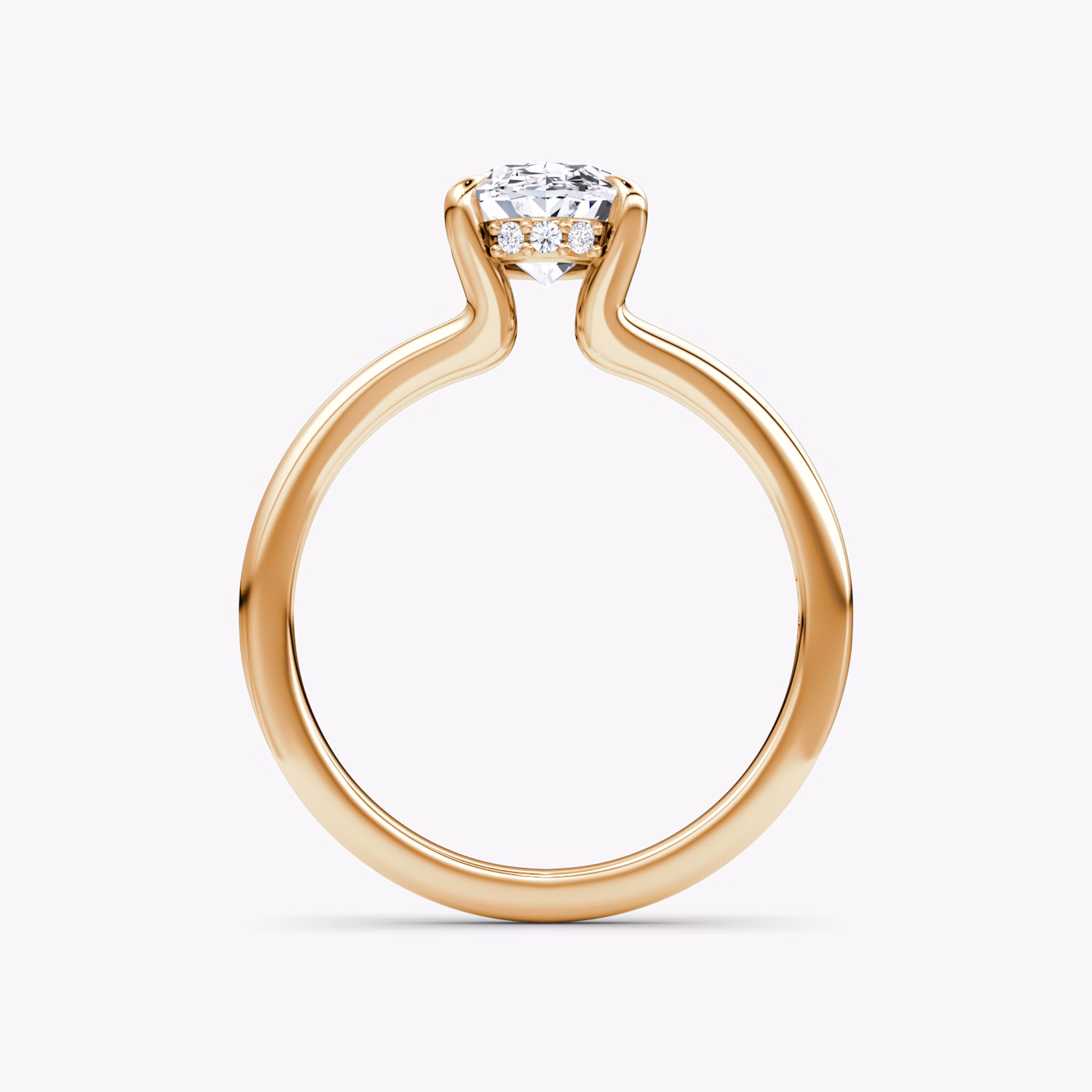 The Floating Split Band | Oval | 14k | Rose Gold | bandAccent: Plain | diamondOrientation: vertical | caratWeight: other