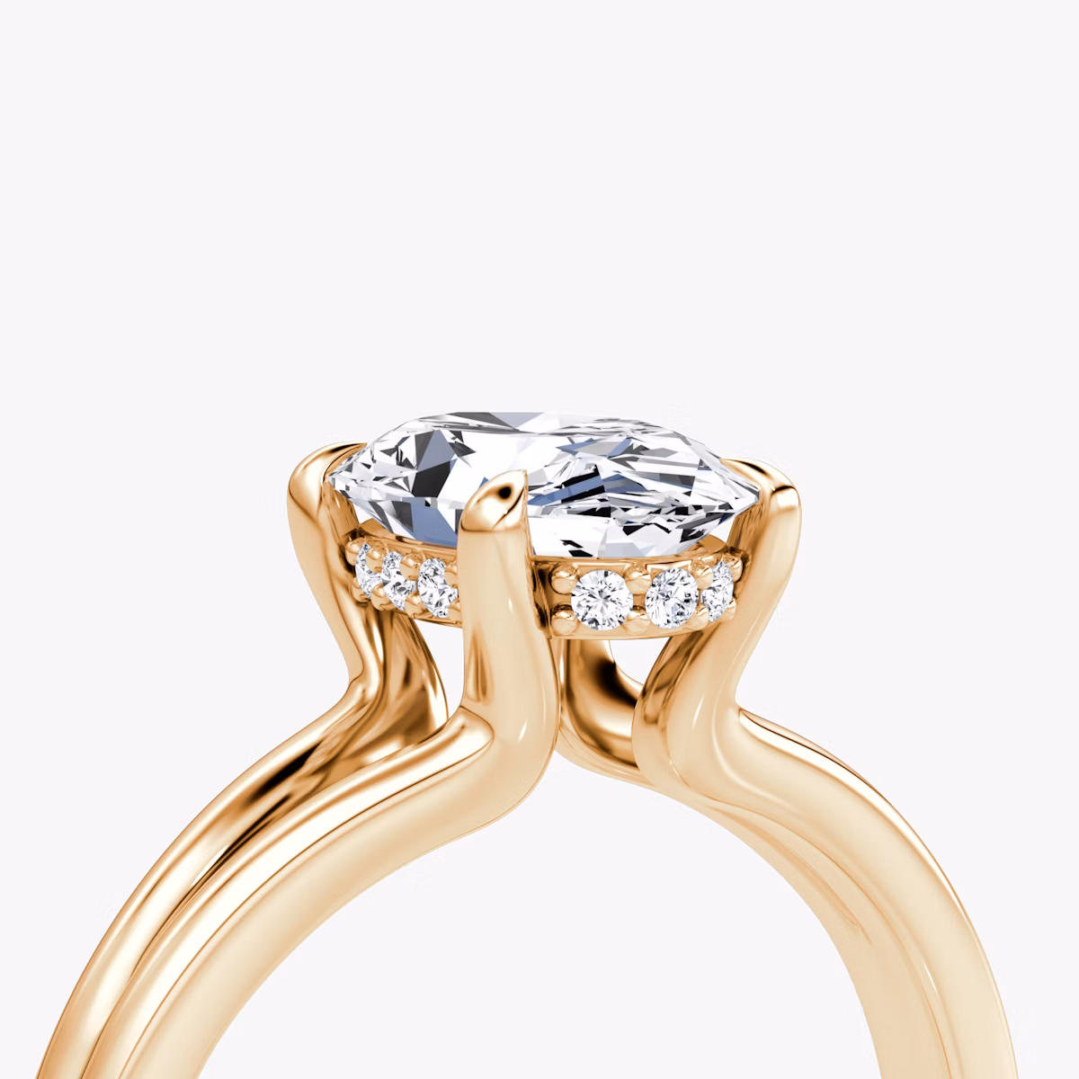 The Floating Split Band | Oval | 14k | Rose Gold | bandAccent: Plain | diamondOrientation: vertical | caratWeight: other
