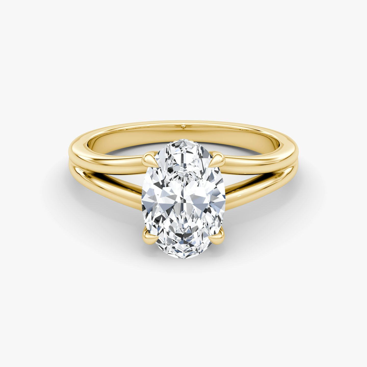 Anillo de compromiso Floating Split Band | Oval | 18k | Oro amarillo | bandAccent: Simple | diamondOrientation: vertical | caratWeight: other