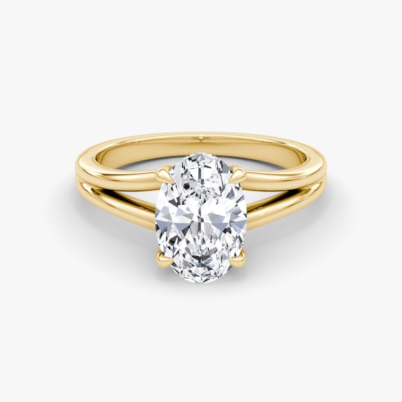 The Floating Split Band Oval Engagement Ring | Plain Band | Yellow Gold