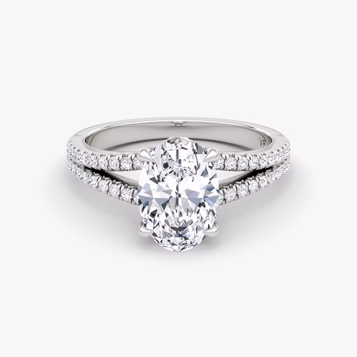 The Floating Split Band | Oval | Platinum | bandAccent: Pavé | diamondOrientation: vertical | caratWeight: other