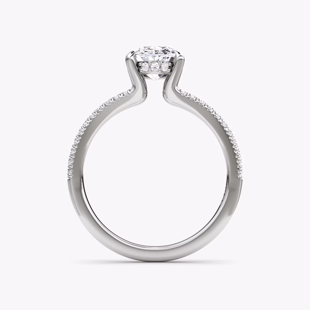 The Floating Split Band | Oval | Platinum | bandAccent: Pavé | diamondOrientation: vertical | caratWeight: other