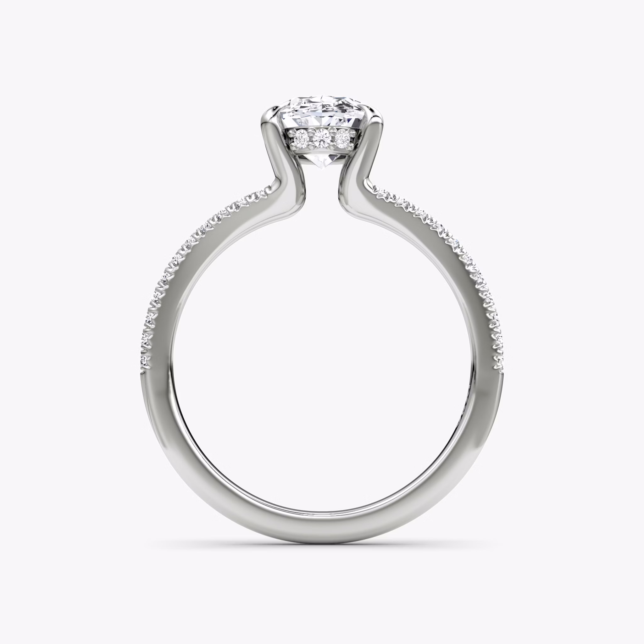 The Floating Split Band | Oval | 18k | White Gold | bandAccent: Pavé | diamondOrientation: vertical | caratWeight: other