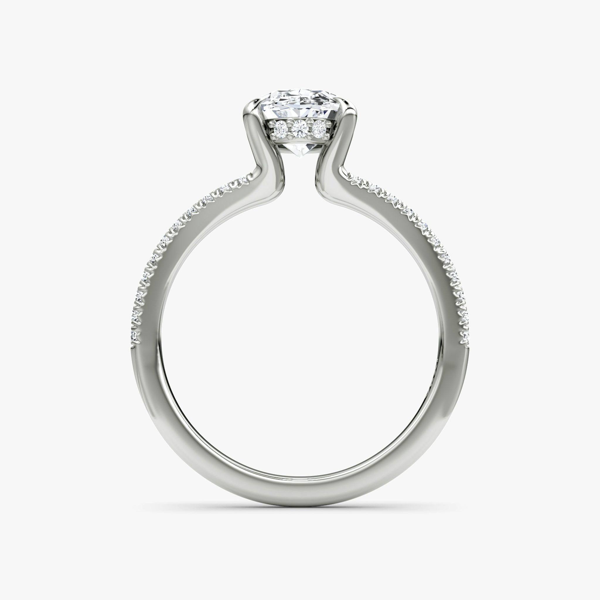 The Floating Split Band | Oval | 18k | White Gold | bandAccent: Pavé | diamondOrientation: vertical | caratWeight: other