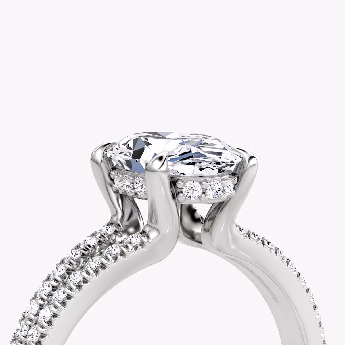 The Floating Split Band | Oval | Platinum | bandAccent: Pavé | diamondOrientation: vertical | caratWeight: other