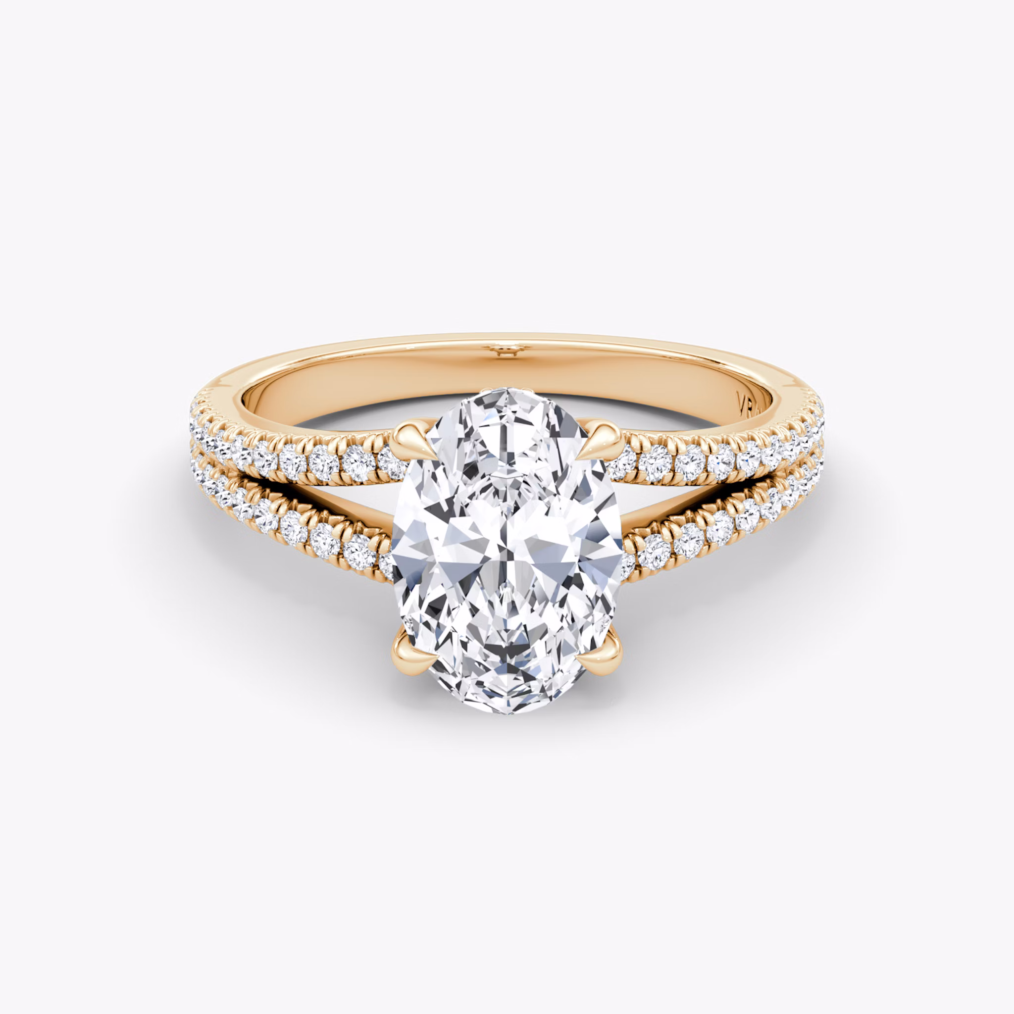The Floating Split Band | Oval | 14k | Rose Gold | bandAccent: Pavé | diamondOrientation: vertical | caratWeight: other