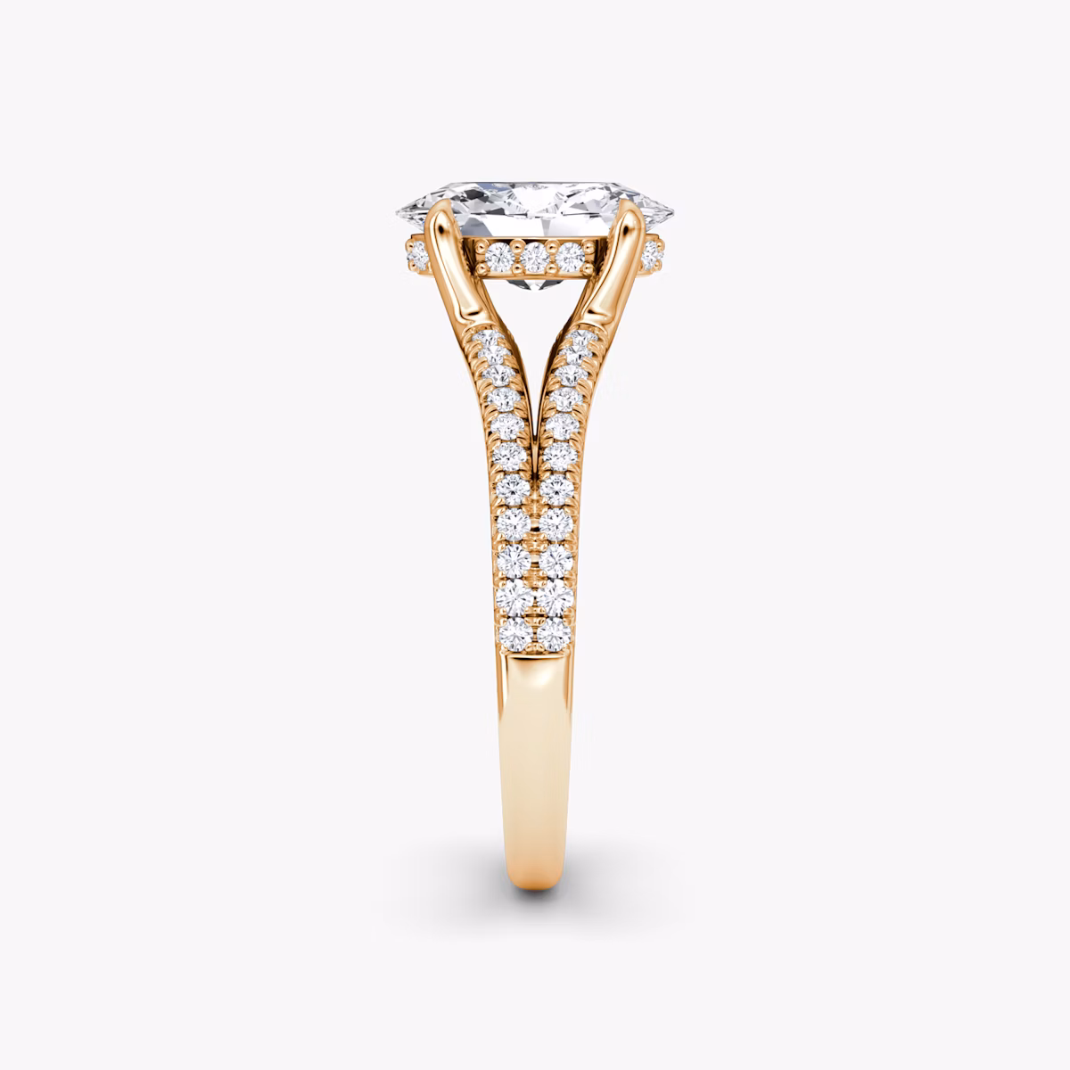The Floating Split Band | Oval | 14k | Rose Gold | bandAccent: Pavé | diamondOrientation: vertical | caratWeight: other